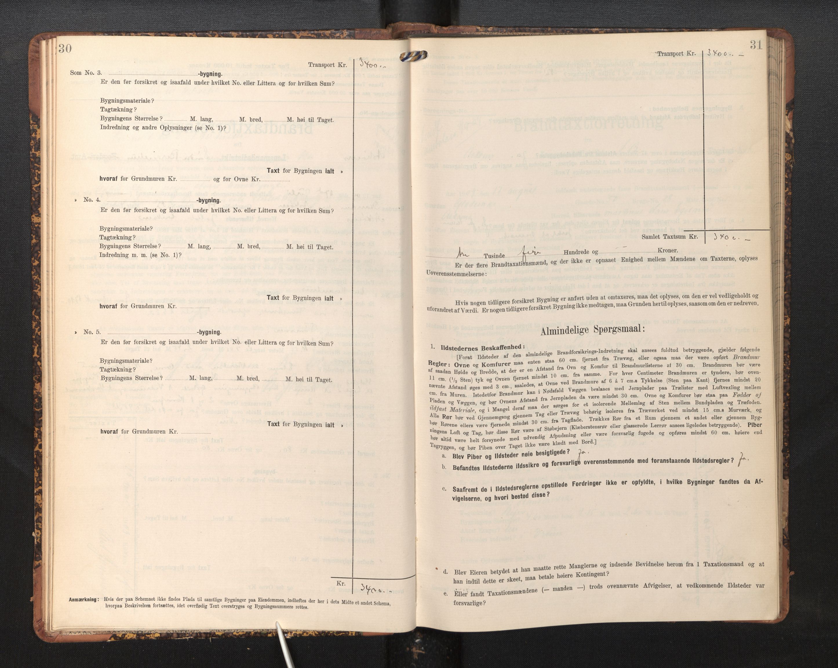 Lensmannen i Askøy, AV/SAB-A-31001/0012/L0006: Branntakstprotokoll, skjematakst, Laksevåg, 1907-1917, p. 30-31