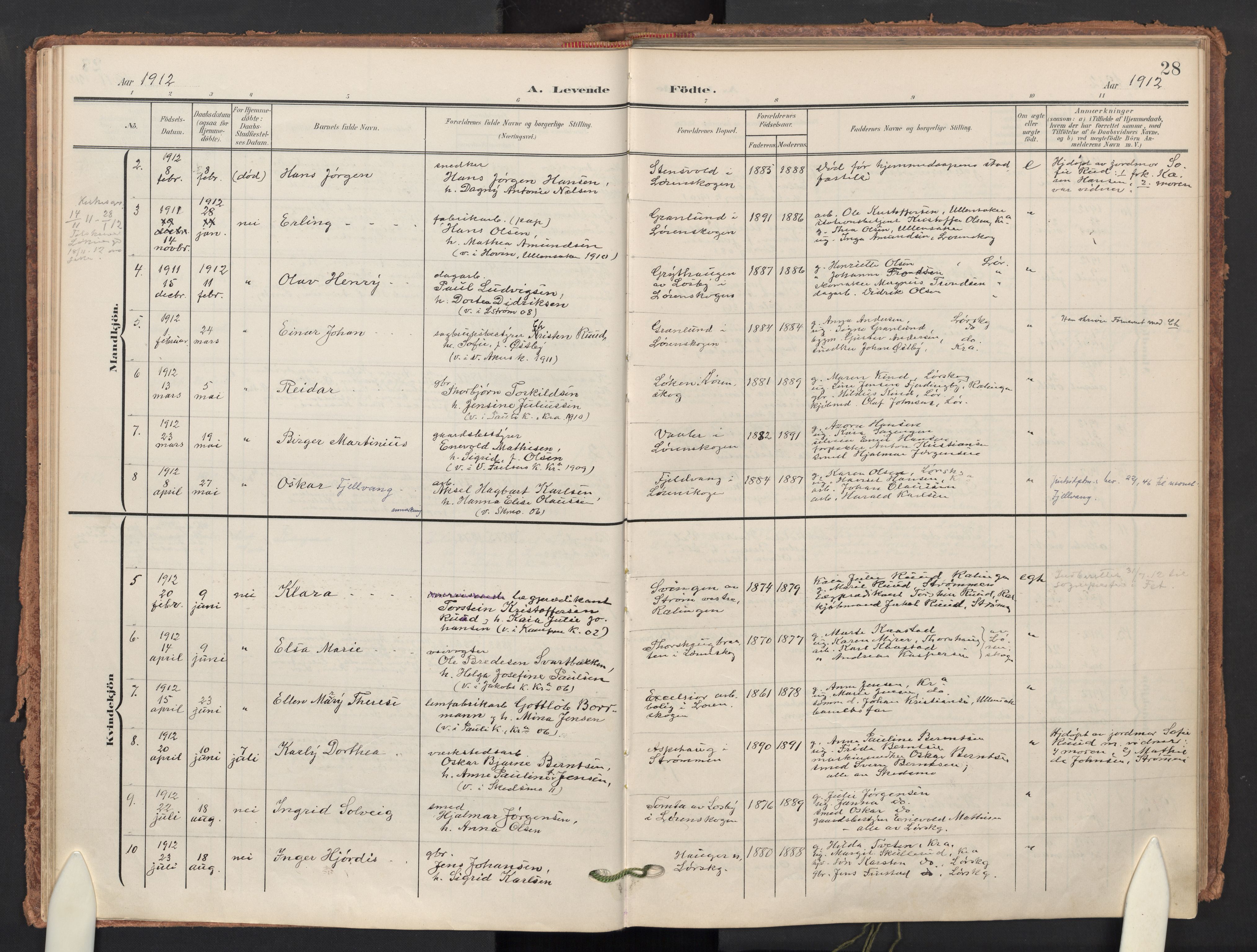 Skedsmo prestekontor Kirkebøker, AV/SAO-A-10033a/F/Fb/L0002: Parish register (official) no. II 2, 1902-1921, p. 28