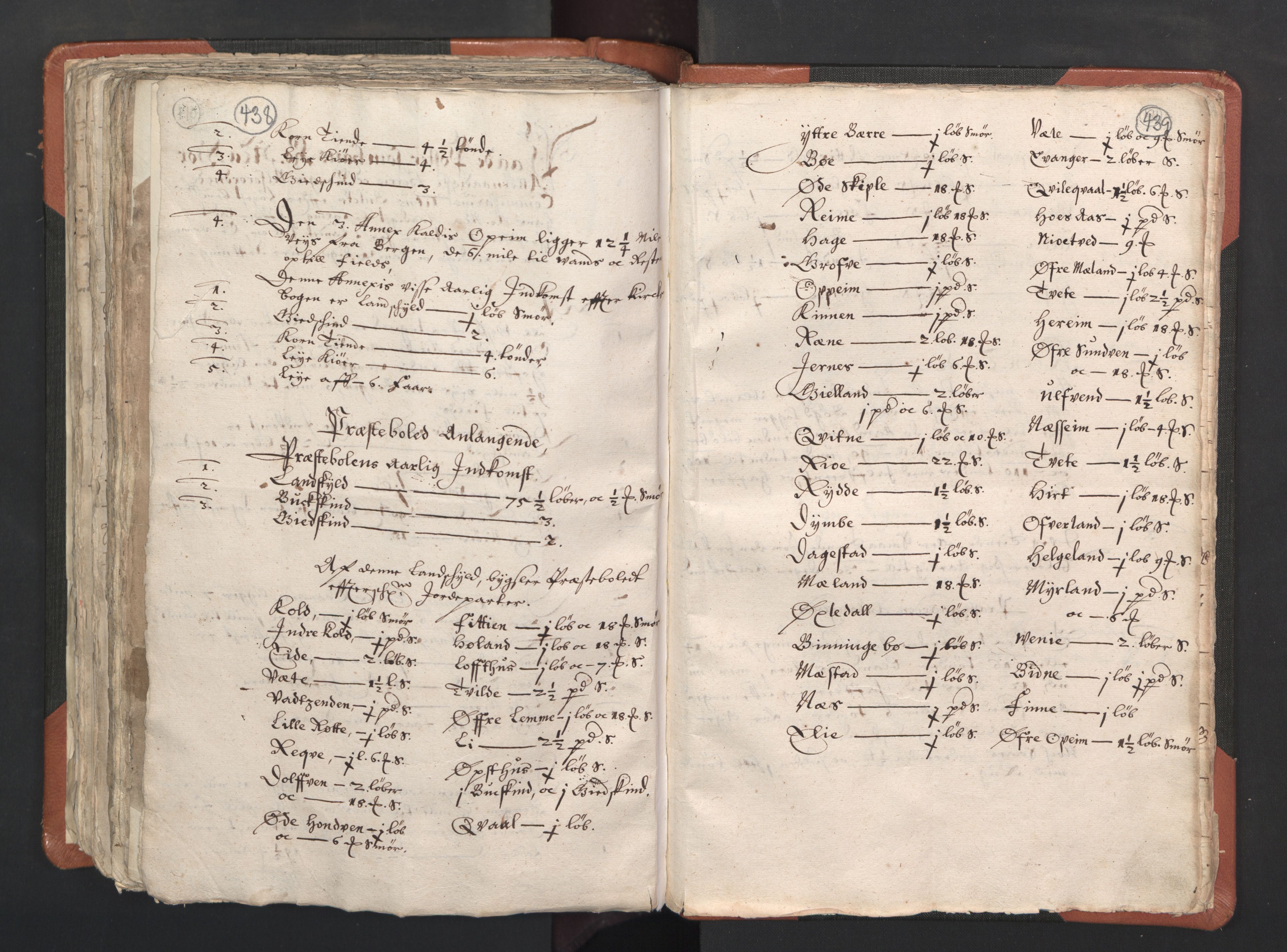 RA, Vicar's Census 1664-1666, no. 22: Nordhordland deanery, 1664-1666, p. 438-439