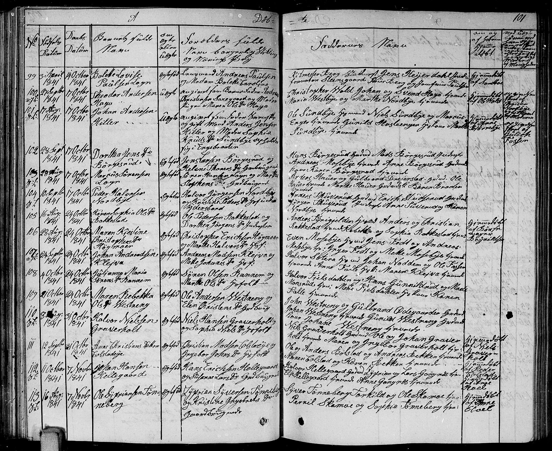 Høland prestekontor Kirkebøker, AV/SAO-A-10346a/G/Ga/L0002: Parish register (copy) no. I 2, 1827-1845, p. 101