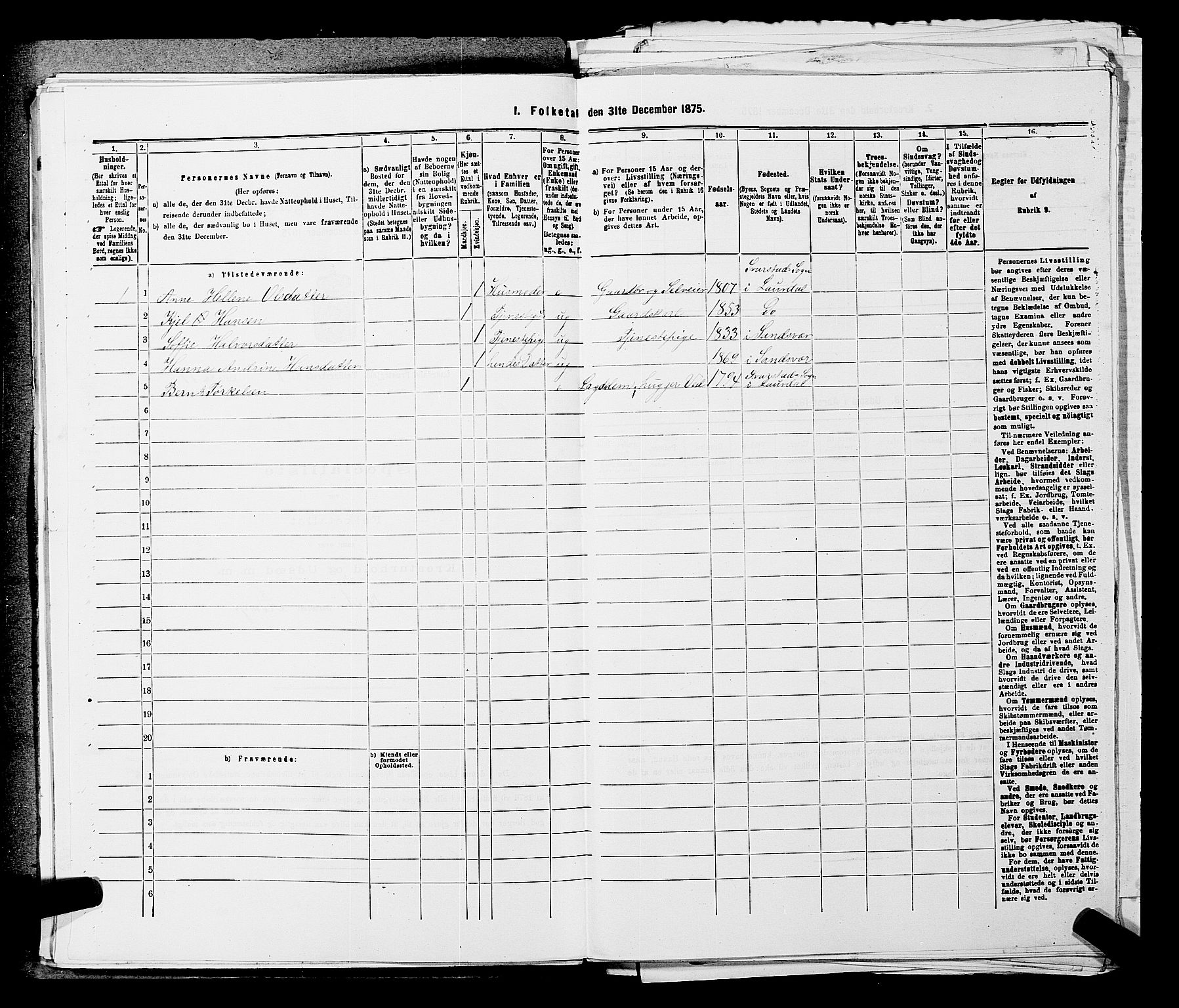 SAKO, 1875 census for 0728P Lardal, 1875, p. 75