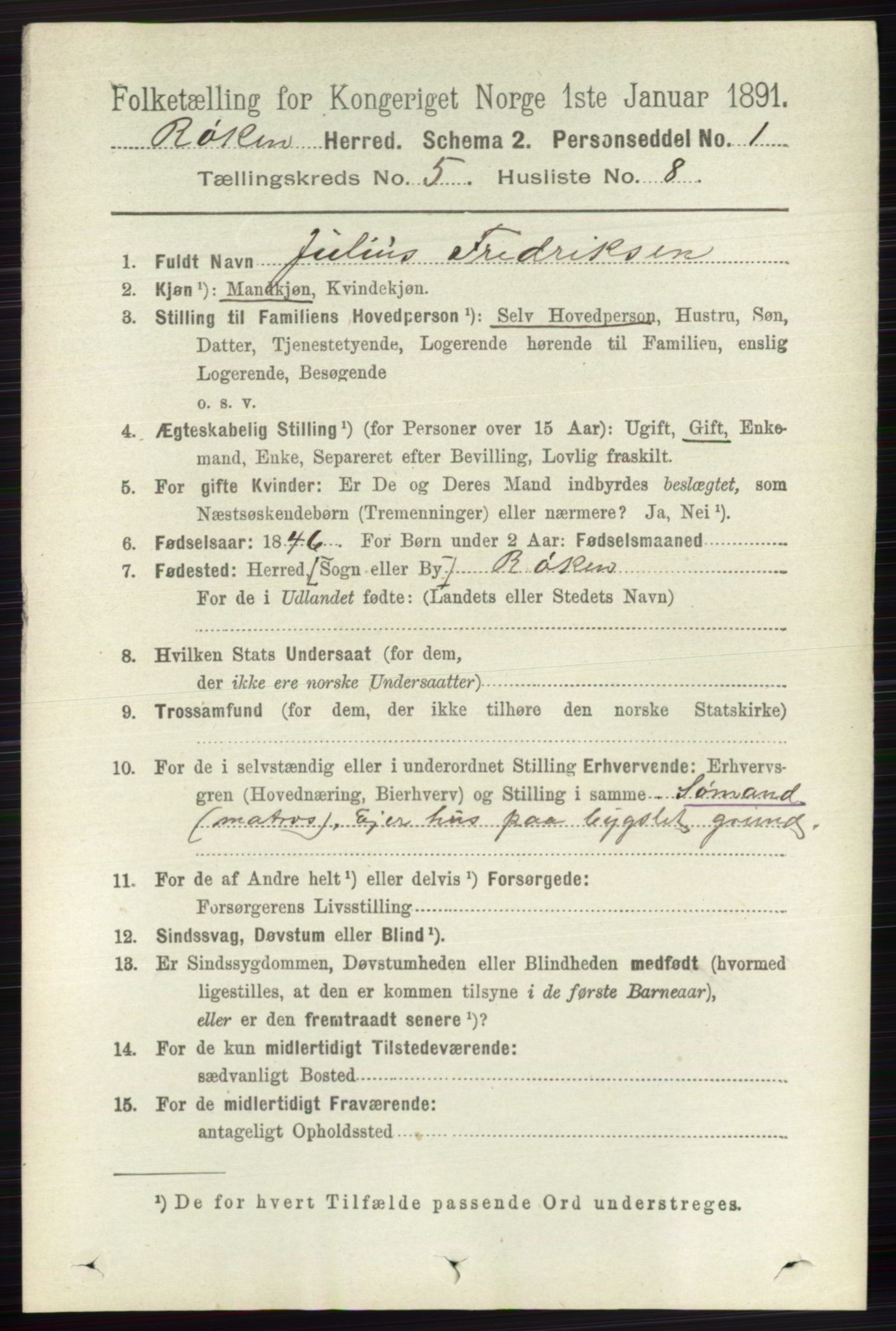 RA, 1891 census for 0627 Røyken, 1891, p. 2920