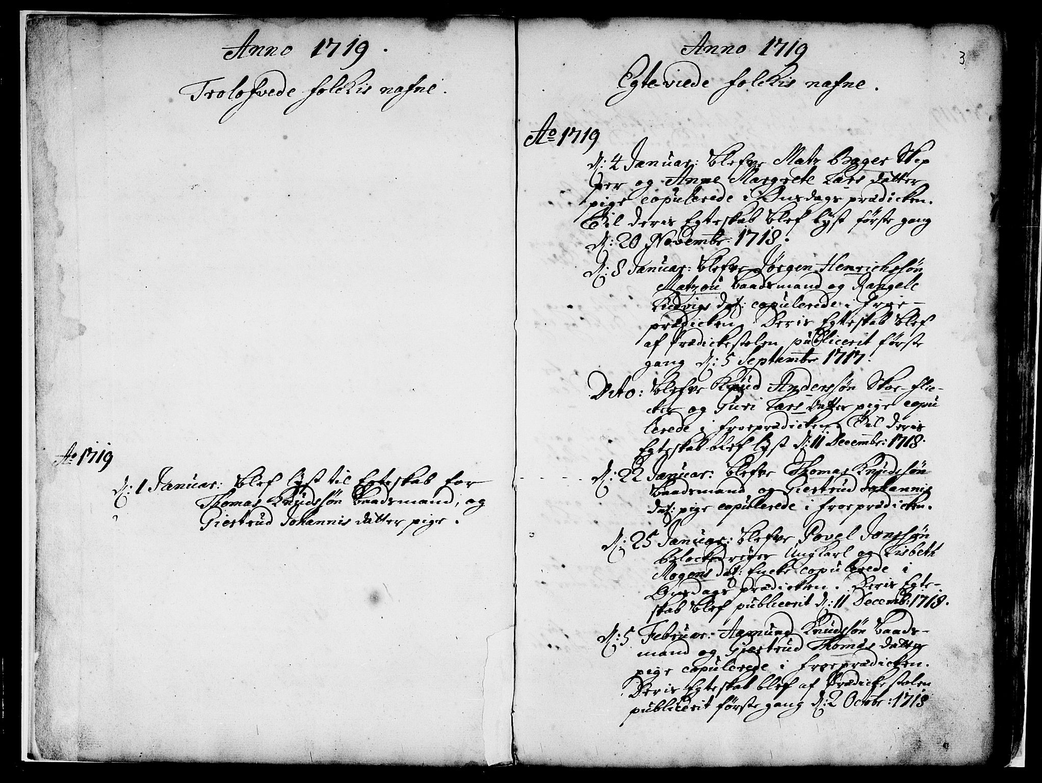 Nykirken Sokneprestembete, AV/SAB-A-77101/H/Haa/L0007: Parish register (official) no. A 7, 1719-1781, p. 3