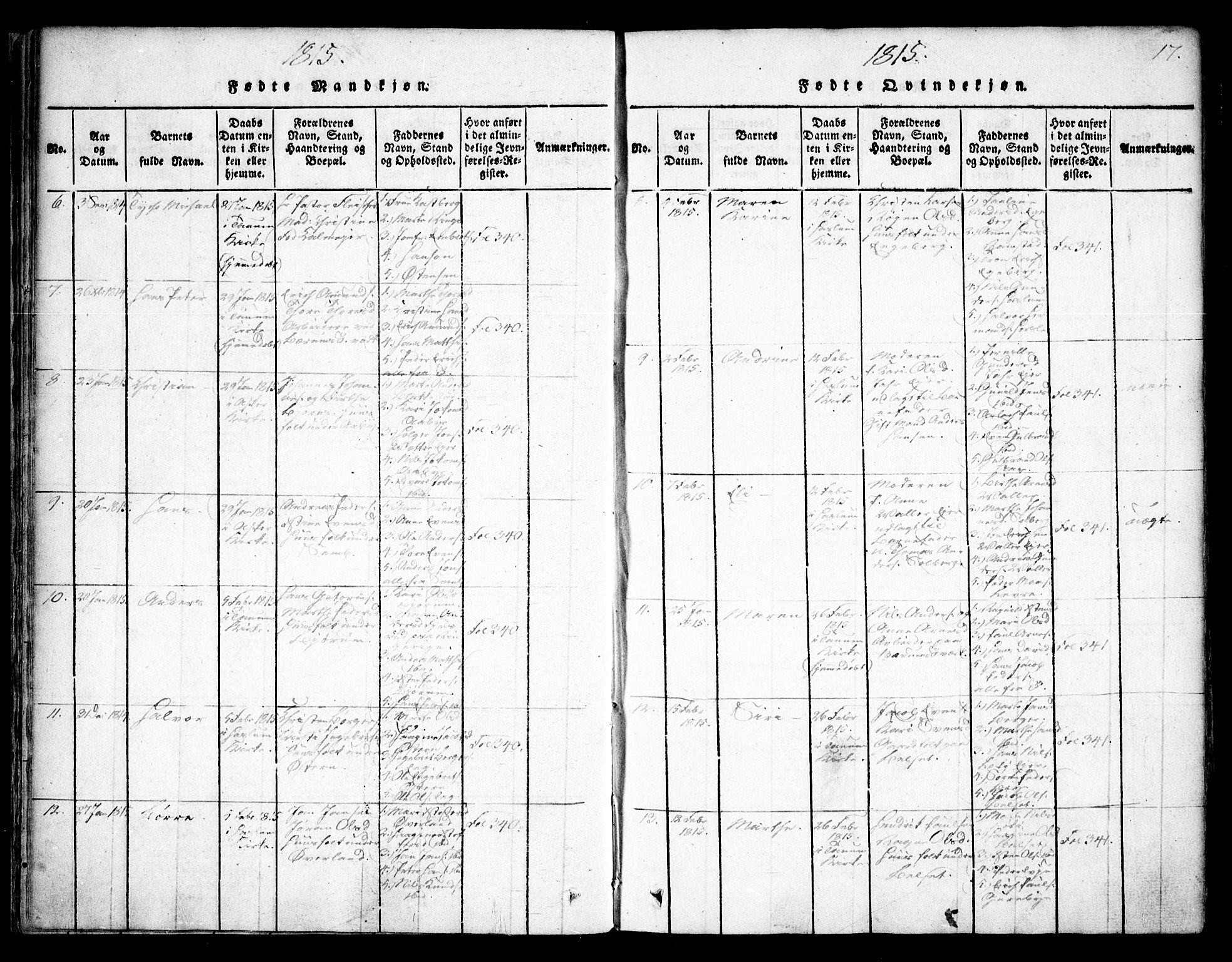 Asker prestekontor Kirkebøker, AV/SAO-A-10256a/F/Fa/L0006: Parish register (official) no. I 6, 1814-1824, p. 17