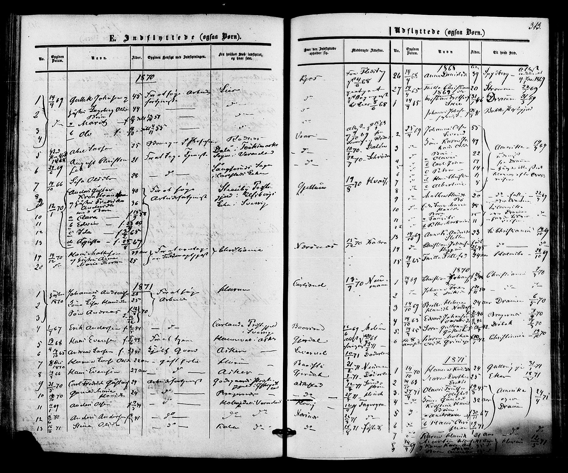 Røyken kirkebøker, AV/SAKO-A-241/F/Fa/L0006: Parish register (official) no. 6, 1857-1875, p. 313