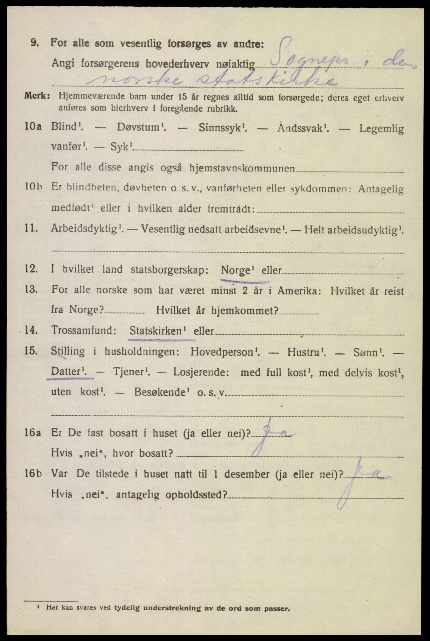 SAK, 1920 census for Fjotland, 1920, p. 1987