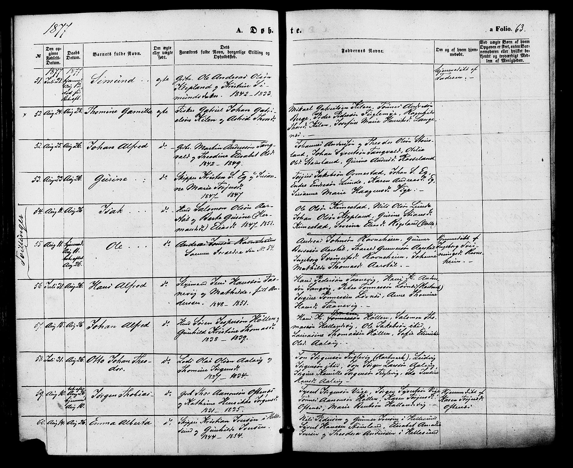 Søgne sokneprestkontor, SAK/1111-0037/F/Fa/Fab/L0011: Parish register (official) no. A 11, 1869-1879, p. 63