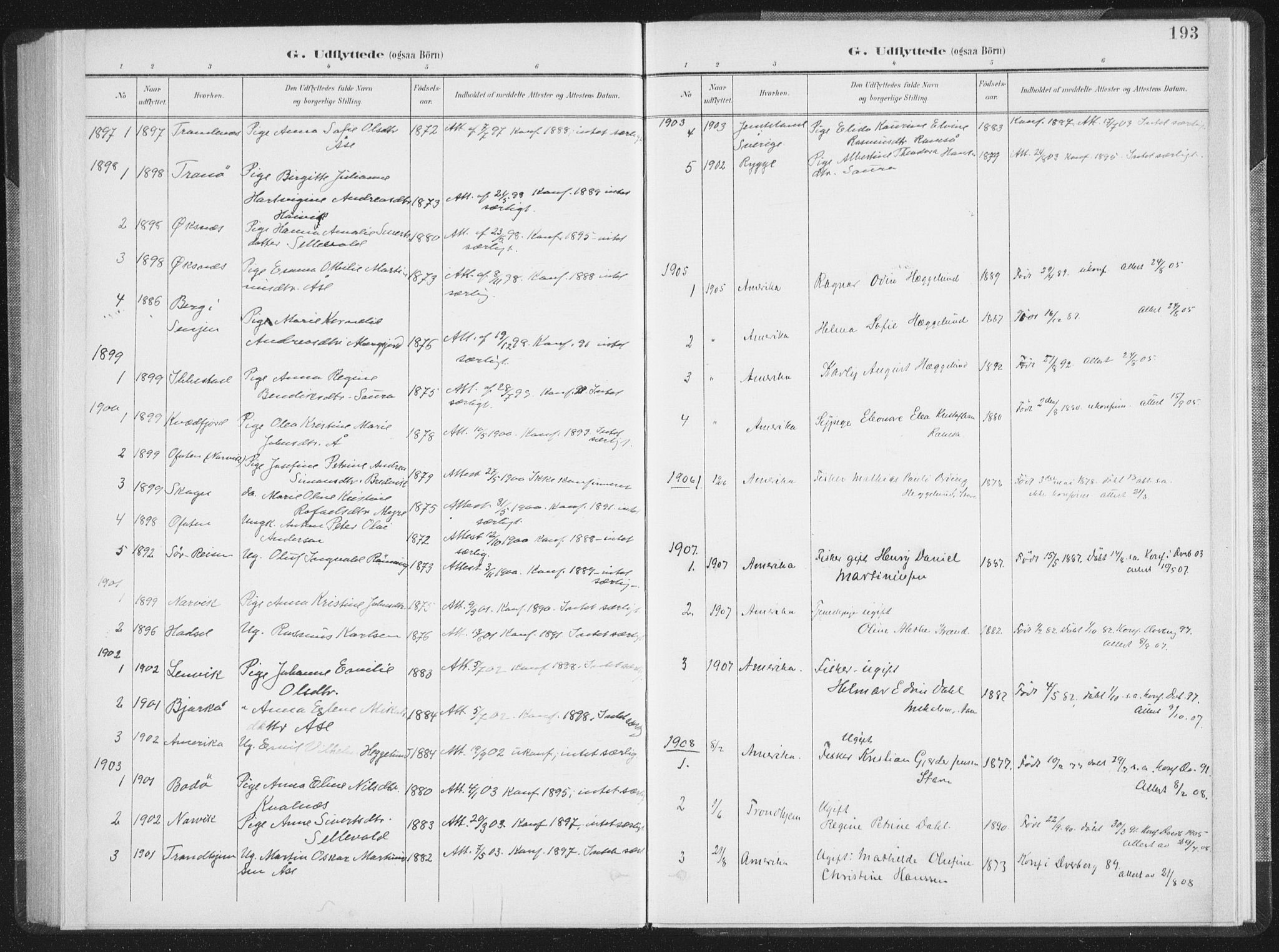 Ministerialprotokoller, klokkerbøker og fødselsregistre - Nordland, SAT/A-1459/897/L1400: Parish register (official) no. 897A07, 1897-1908, p. 193