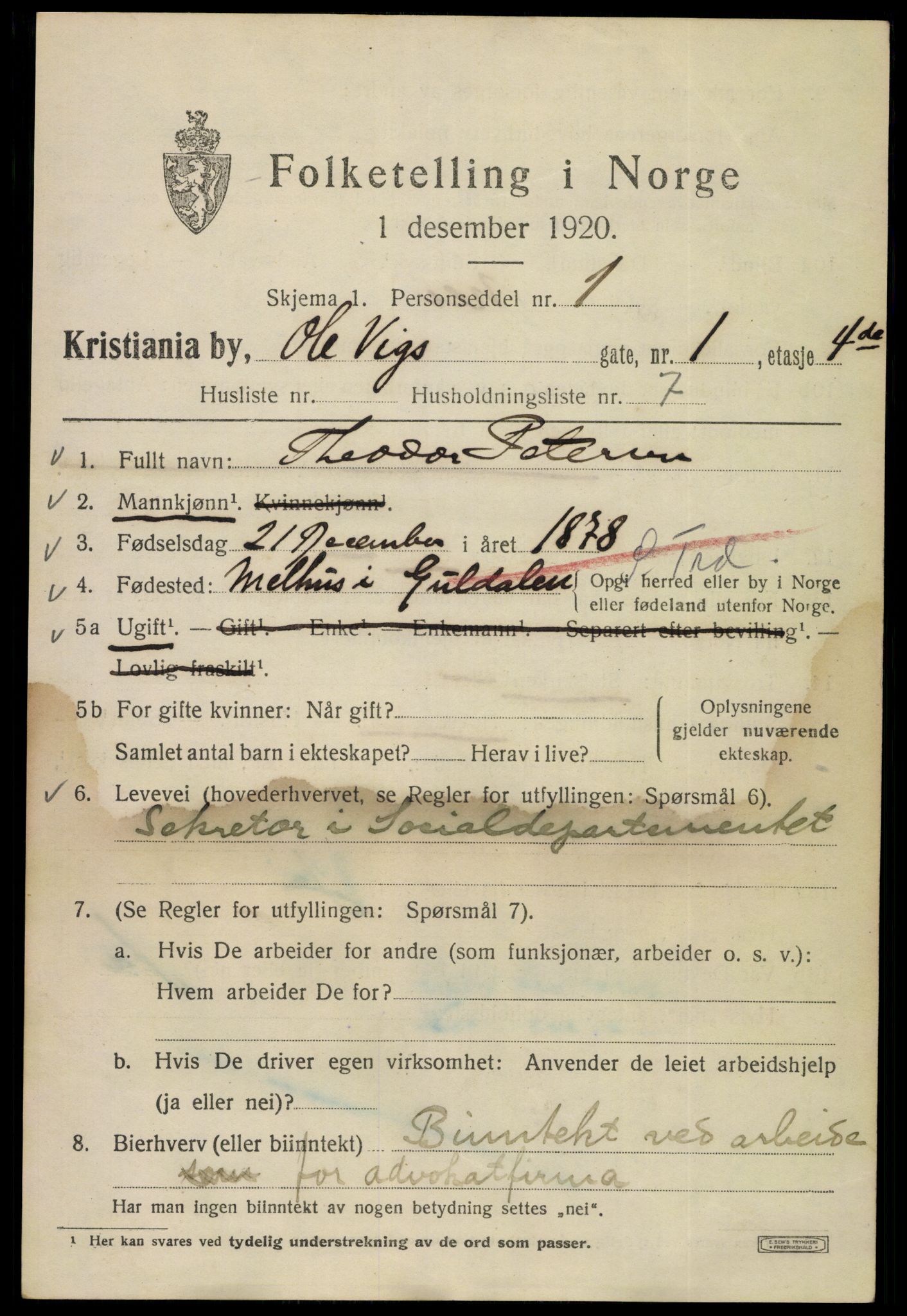 SAO, 1920 census for Kristiania, 1920, p. 432967