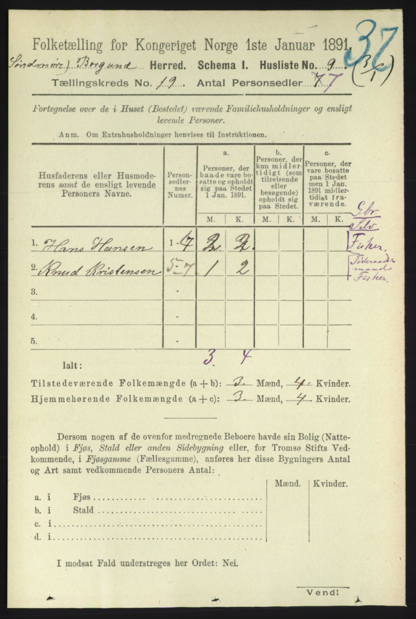 RA, 1891 census for 1531 Borgund, 1891, p. 5951