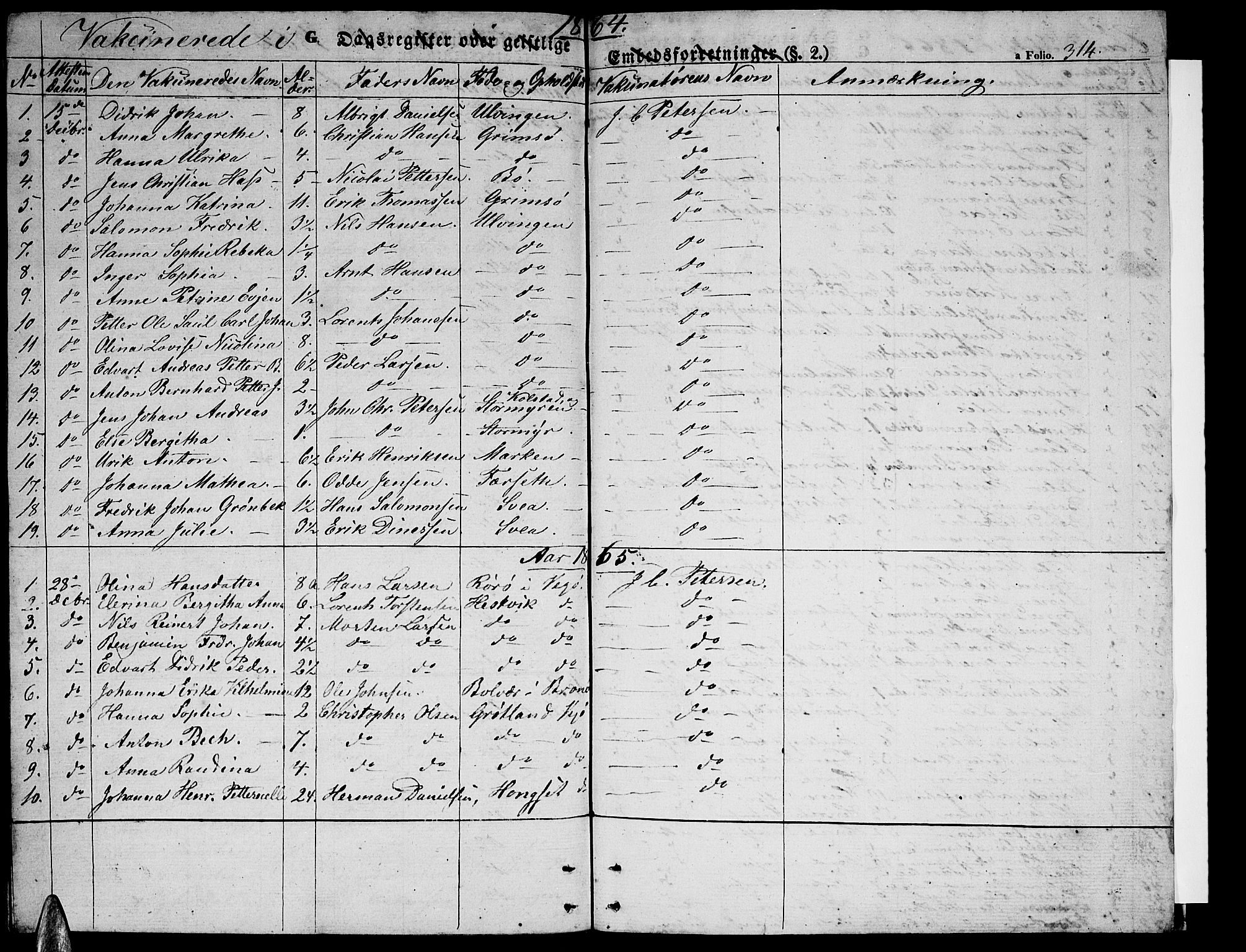 Ministerialprotokoller, klokkerbøker og fødselsregistre - Nordland, SAT/A-1459/816/L0251: Parish register (copy) no. 816C01, 1852-1870, p. 314