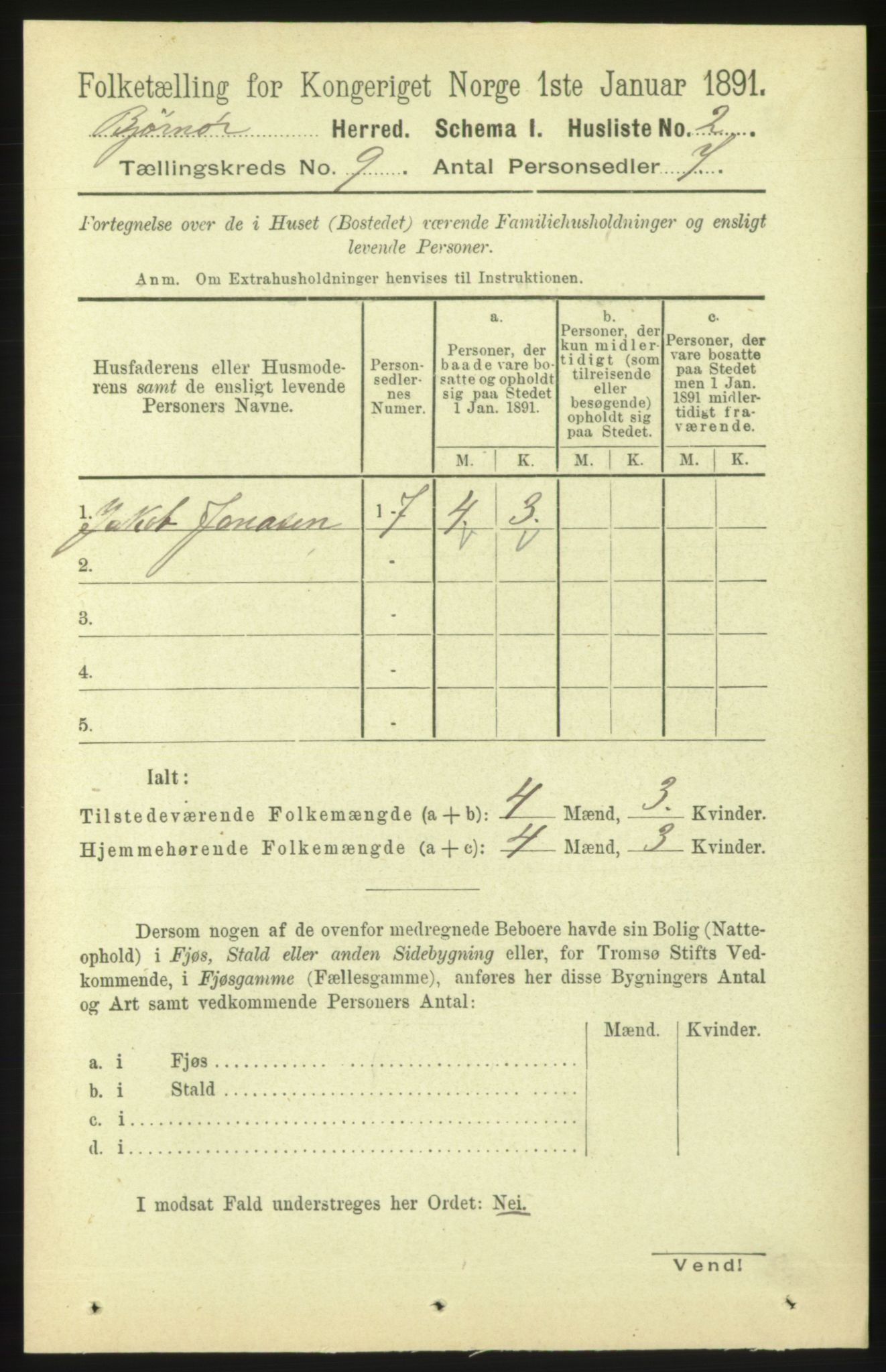 RA, 1891 census for 1632 Bjørnør, 1891, p. 3734