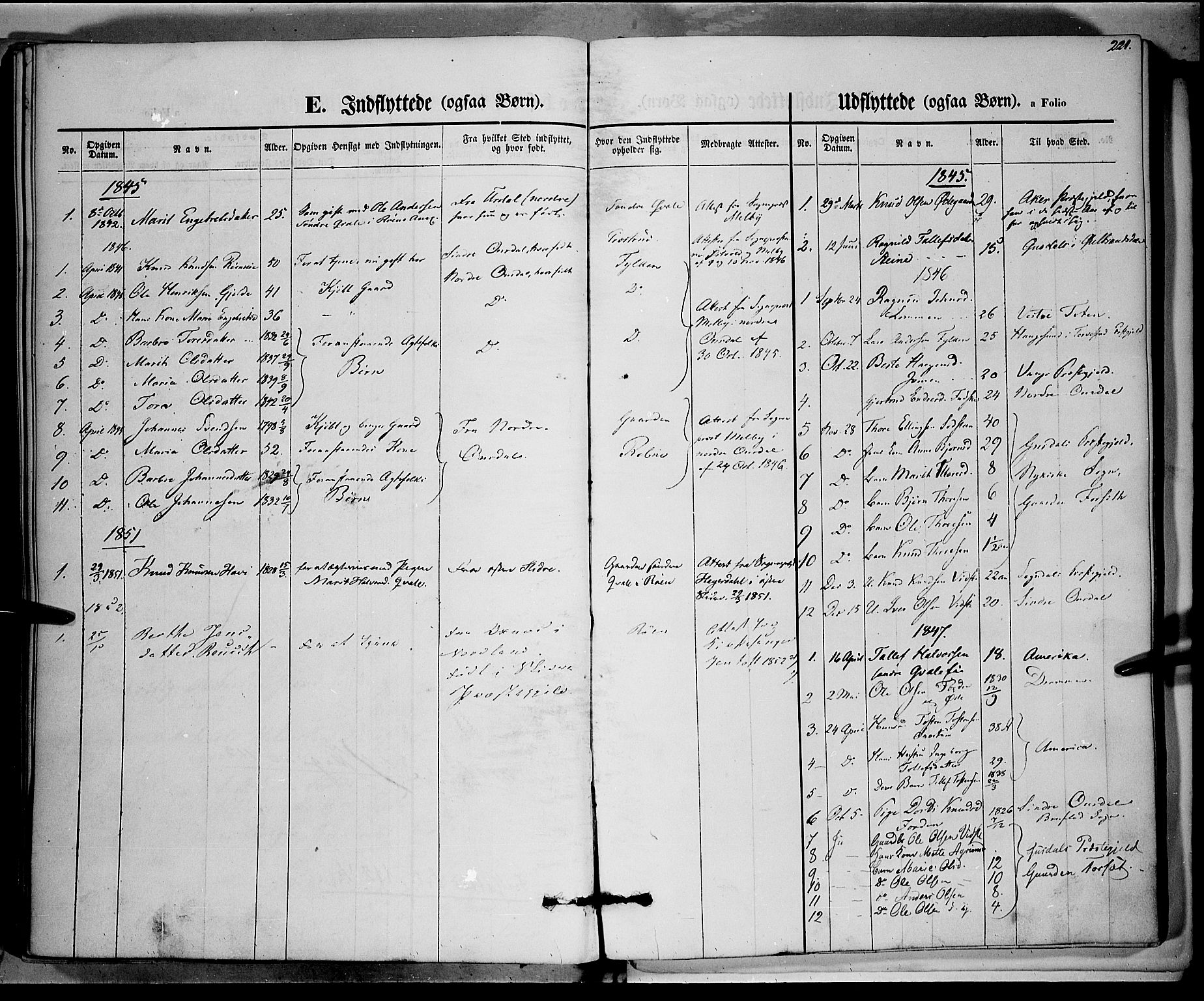 Vestre Slidre prestekontor, SAH/PREST-136/H/Ha/Haa/L0001: Parish register (official) no. 1, 1844-1855, p. 221