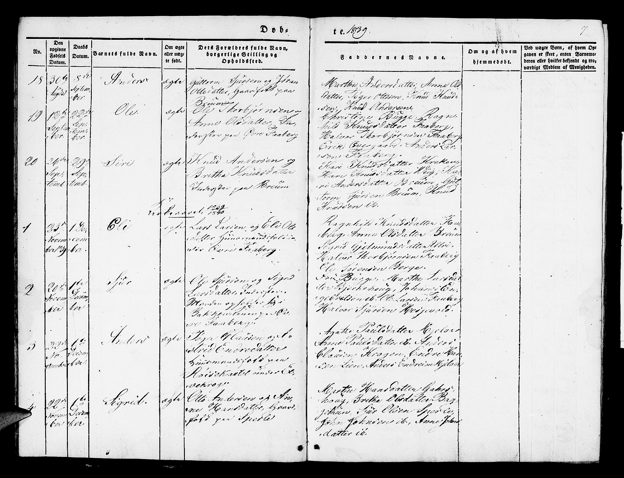 Jostedal sokneprestembete, SAB/A-80601/H/Haa/Haaa/L0004: Parish register (official) no. A 4, 1837-1848, p. 7