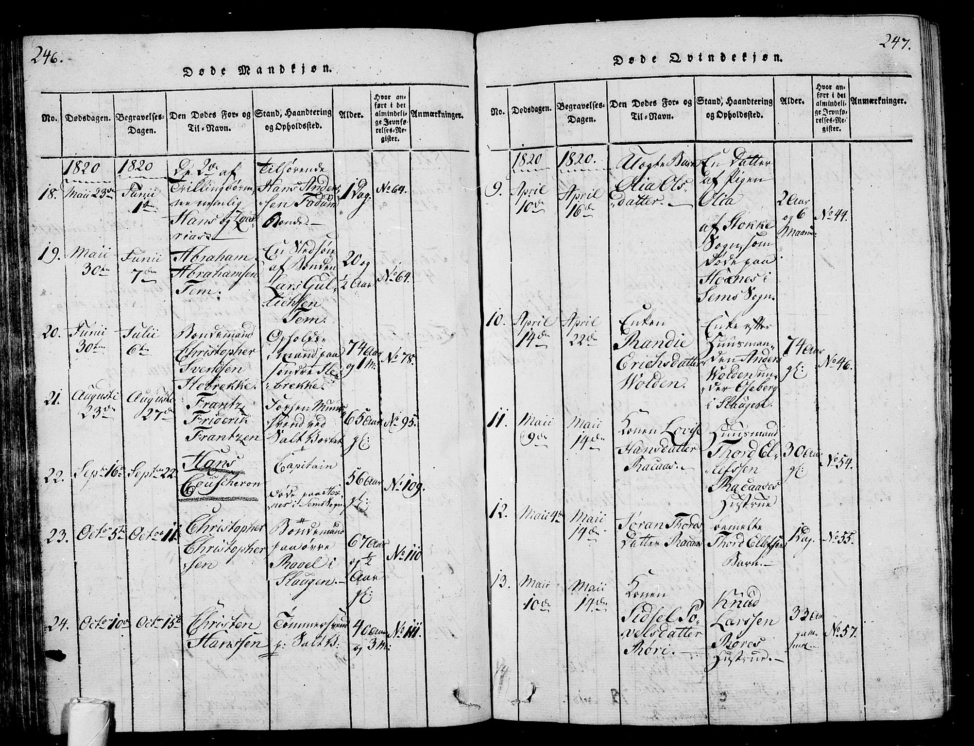 Sem kirkebøker, SAKO/A-5/G/Ga/L0001: Parish register (copy) no. I 1, 1814-1825, p. 246-247