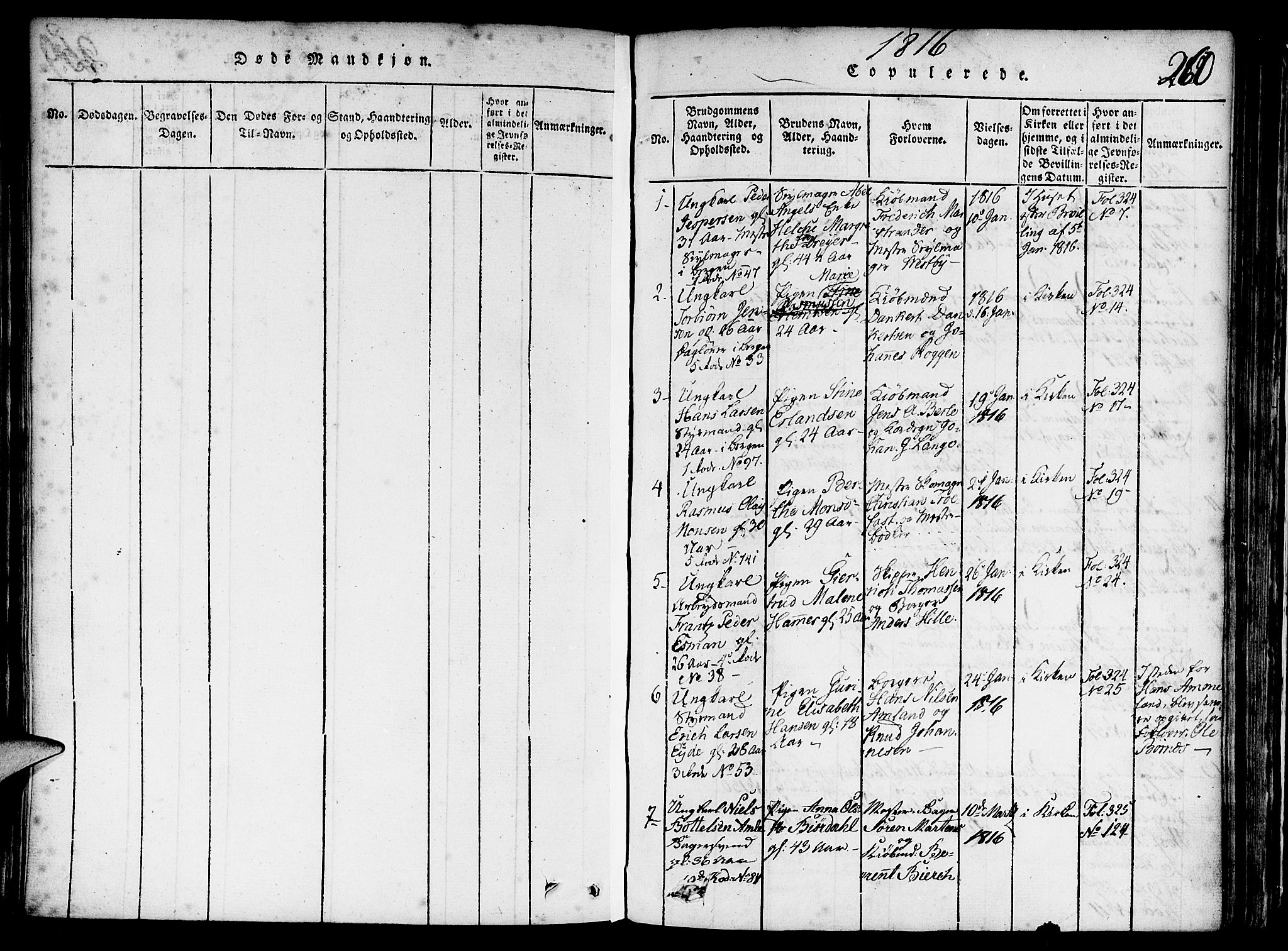 Nykirken Sokneprestembete, SAB/A-77101/H/Haa/L0011: Parish register (official) no. A 11, 1816-1821, p. 260