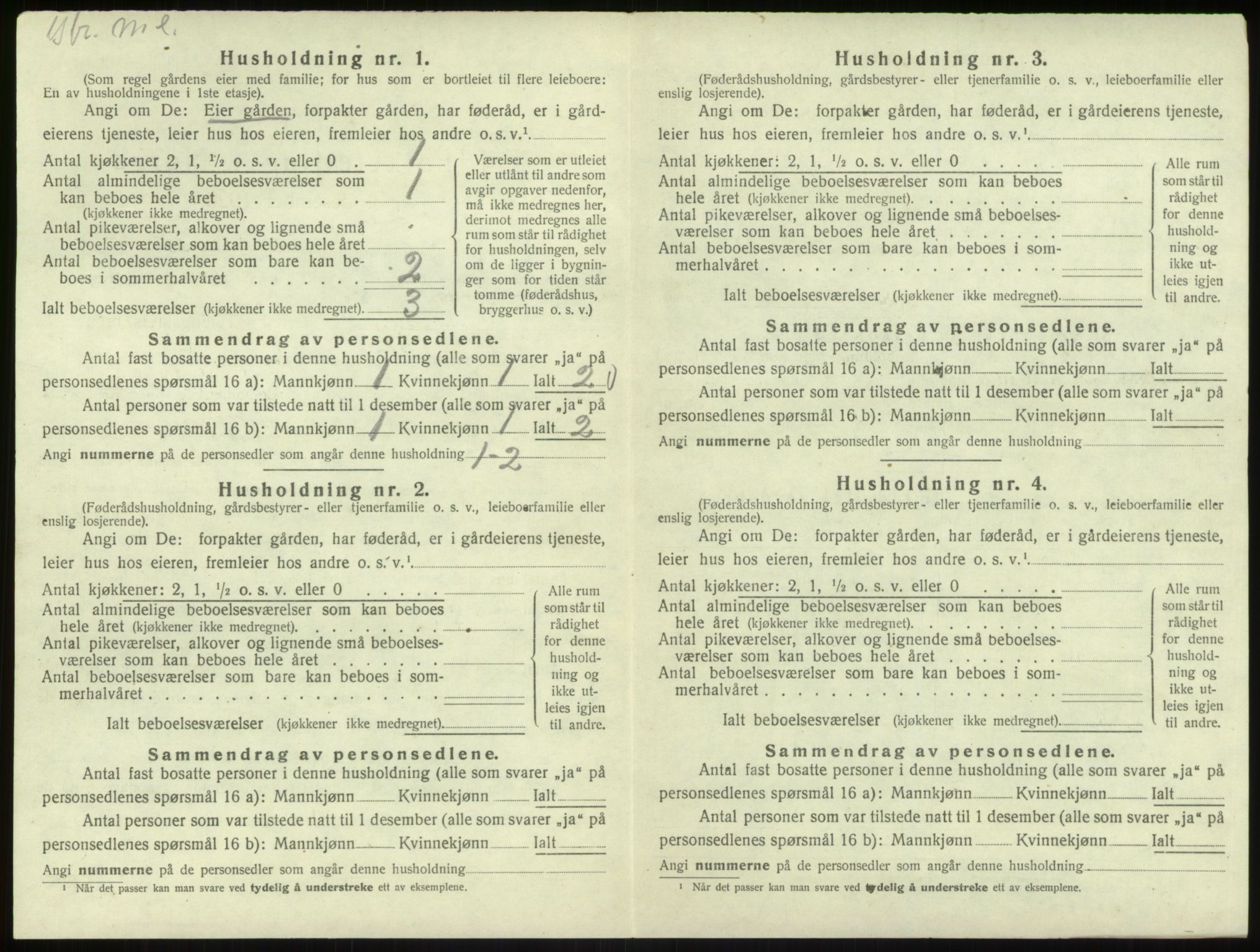 SAB, 1920 census for Bruvik, 1920, p. 407