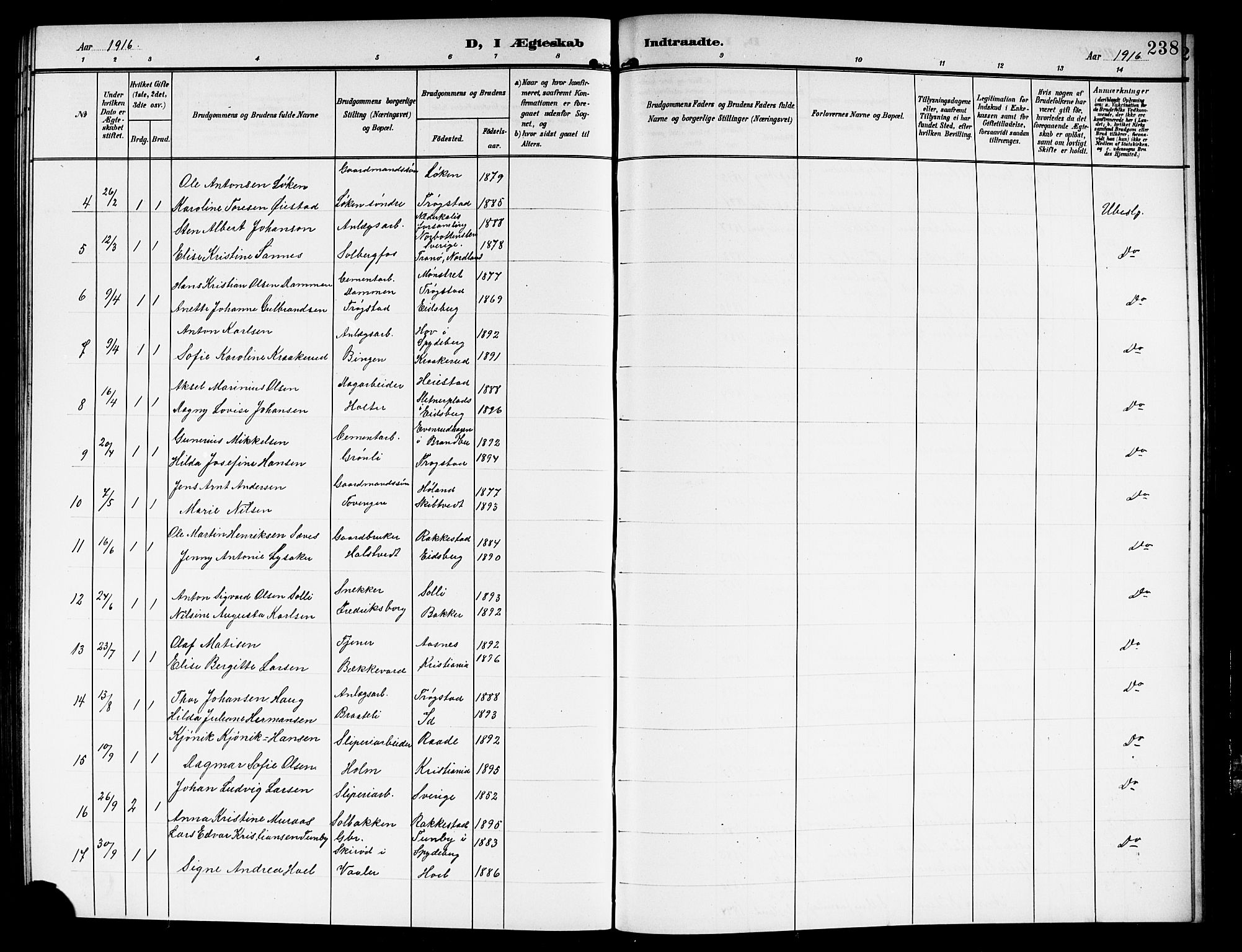 Askim prestekontor Kirkebøker, AV/SAO-A-10900/G/Ga/L0002: Parish register (copy) no. 2, 1903-1921, p. 238