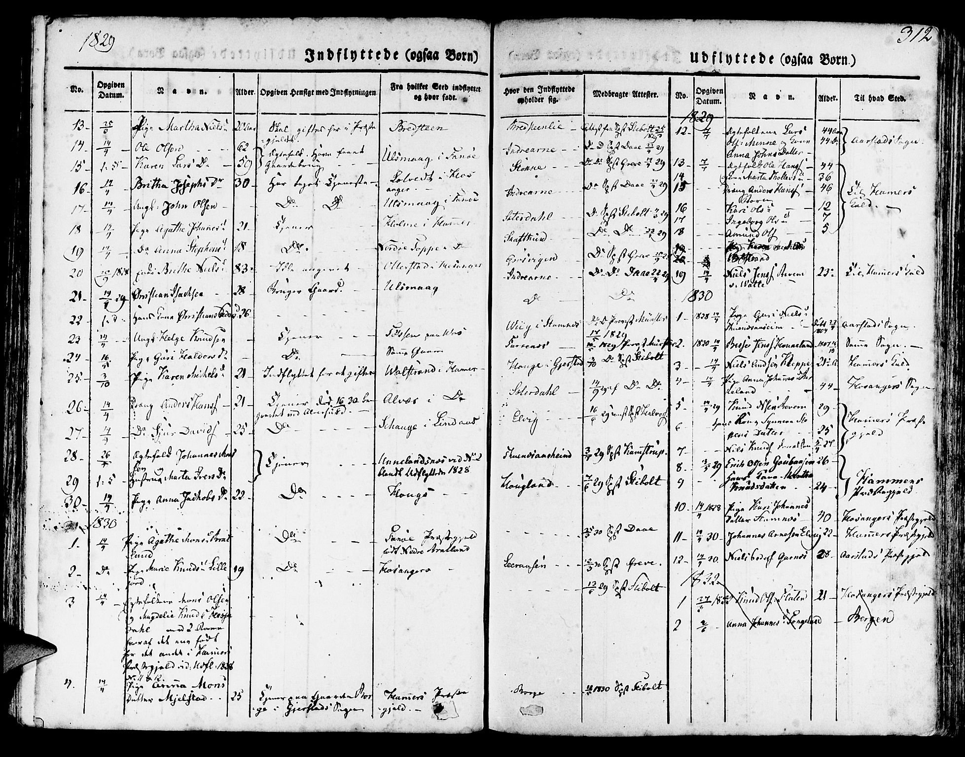 Haus sokneprestembete, AV/SAB-A-75601/H/Haa: Parish register (official) no. A 14, 1827-1838, p. 312