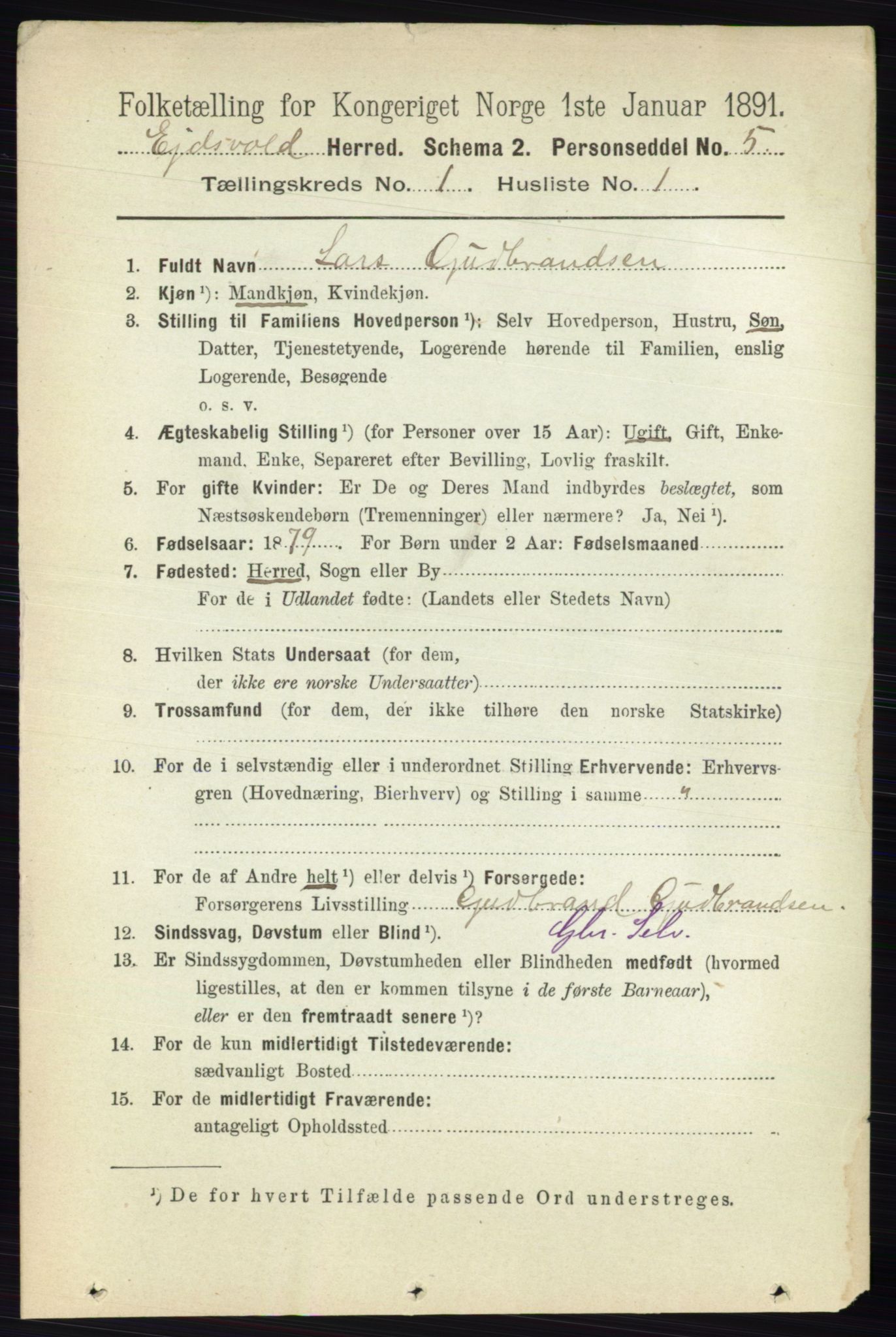 RA, 1891 census for 0237 Eidsvoll, 1891, p. 200