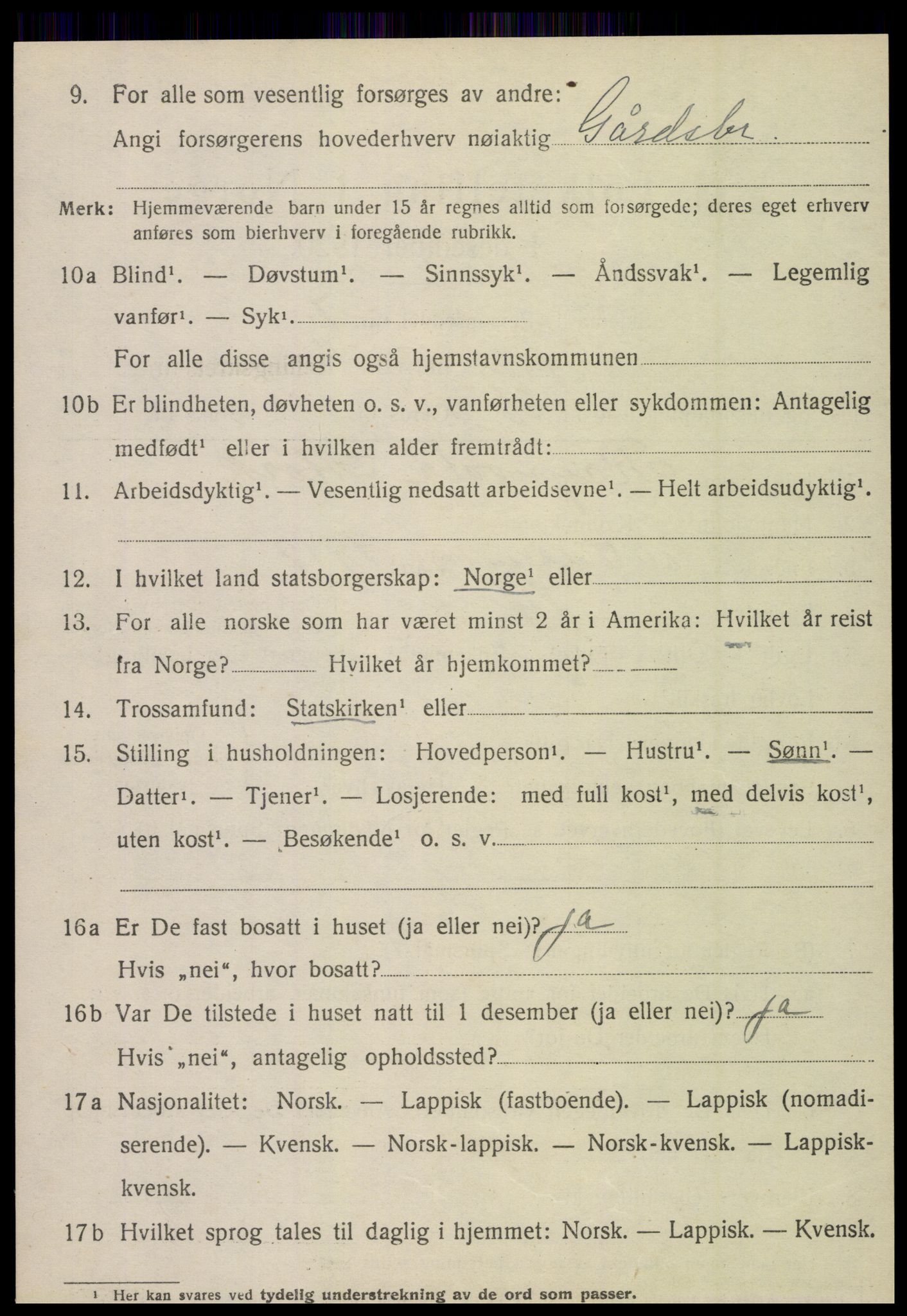 SAT, 1920 census for Vefsn, 1920, p. 9440