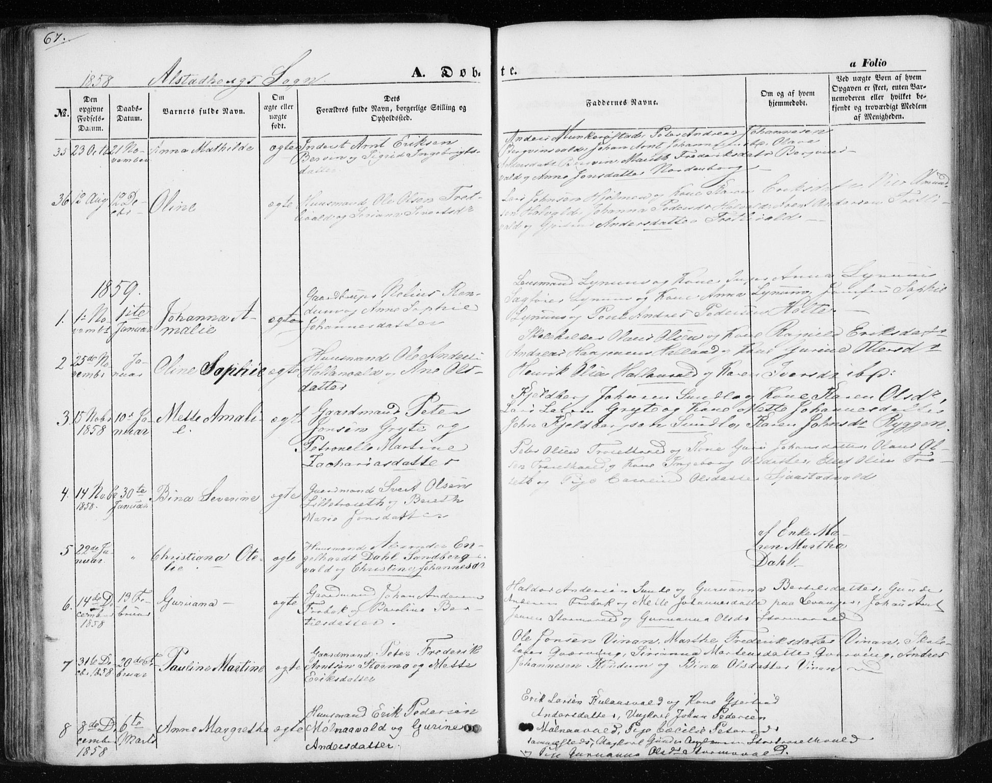 Ministerialprotokoller, klokkerbøker og fødselsregistre - Nord-Trøndelag, SAT/A-1458/717/L0154: Parish register (official) no. 717A07 /1, 1850-1862, p. 67