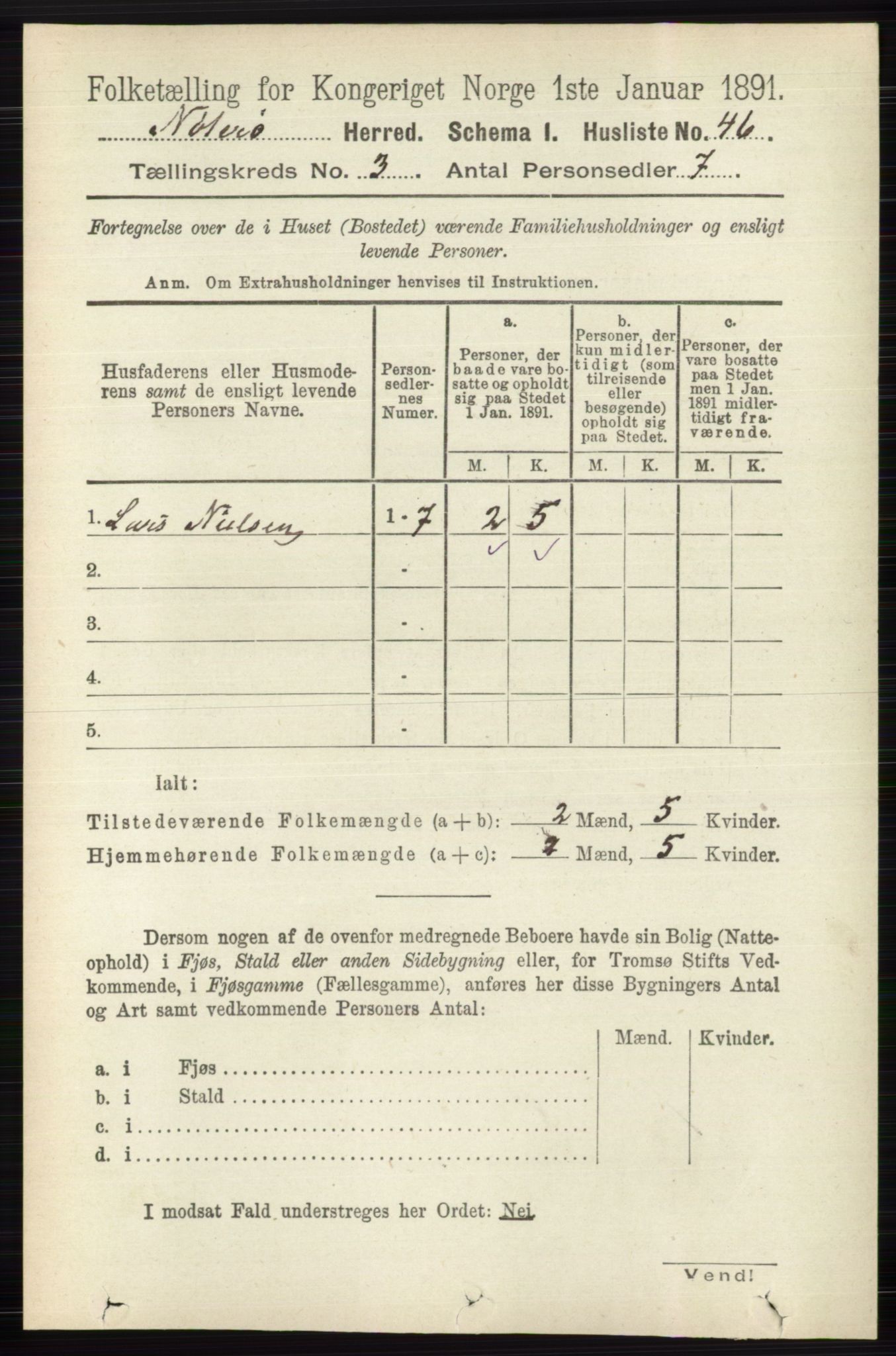 RA, 1891 census for 0722 Nøtterøy, 1891, p. 1525