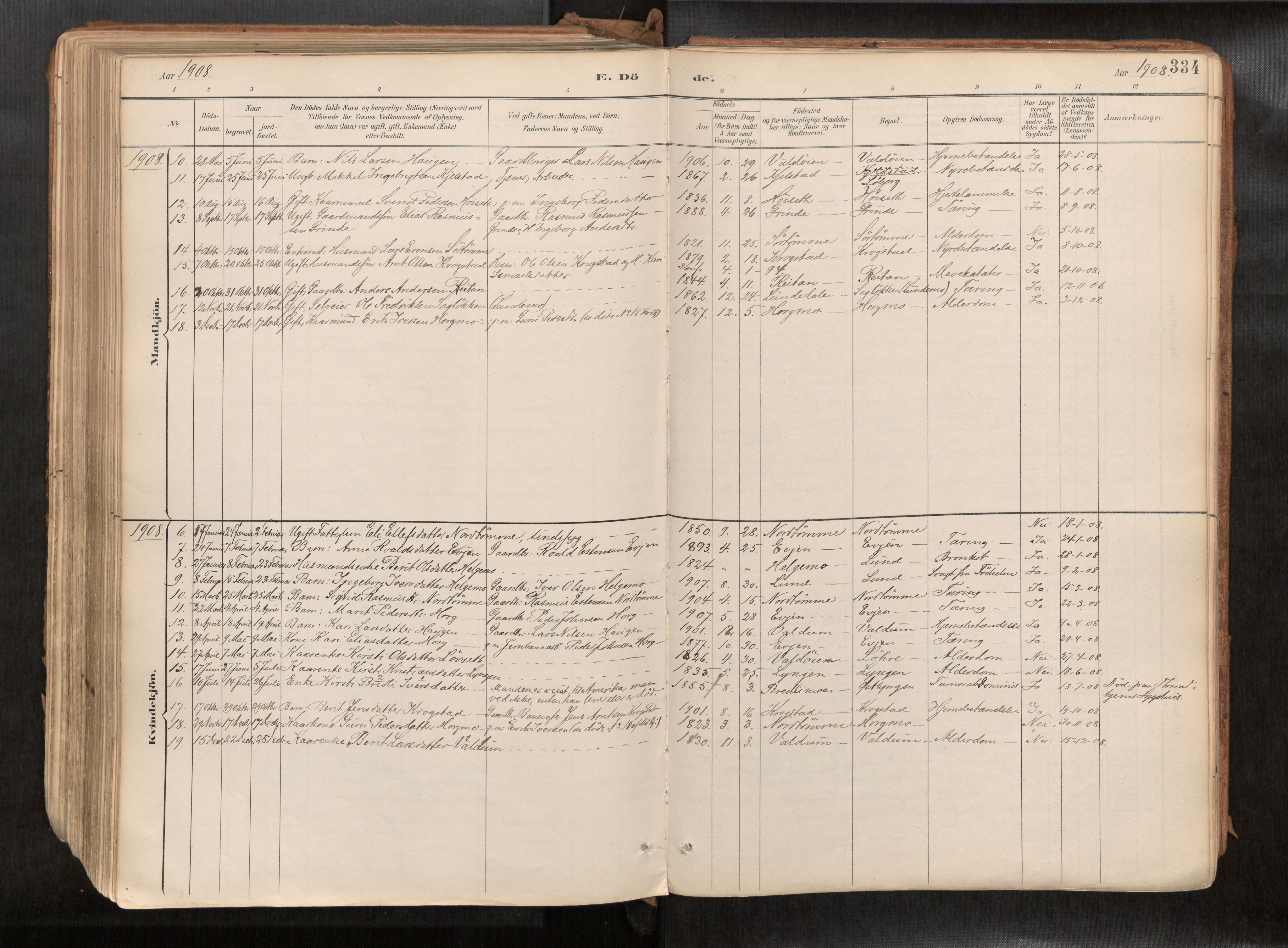 Ministerialprotokoller, klokkerbøker og fødselsregistre - Sør-Trøndelag, SAT/A-1456/692/L1105b: Parish register (official) no. 692A06, 1891-1934, p. 334