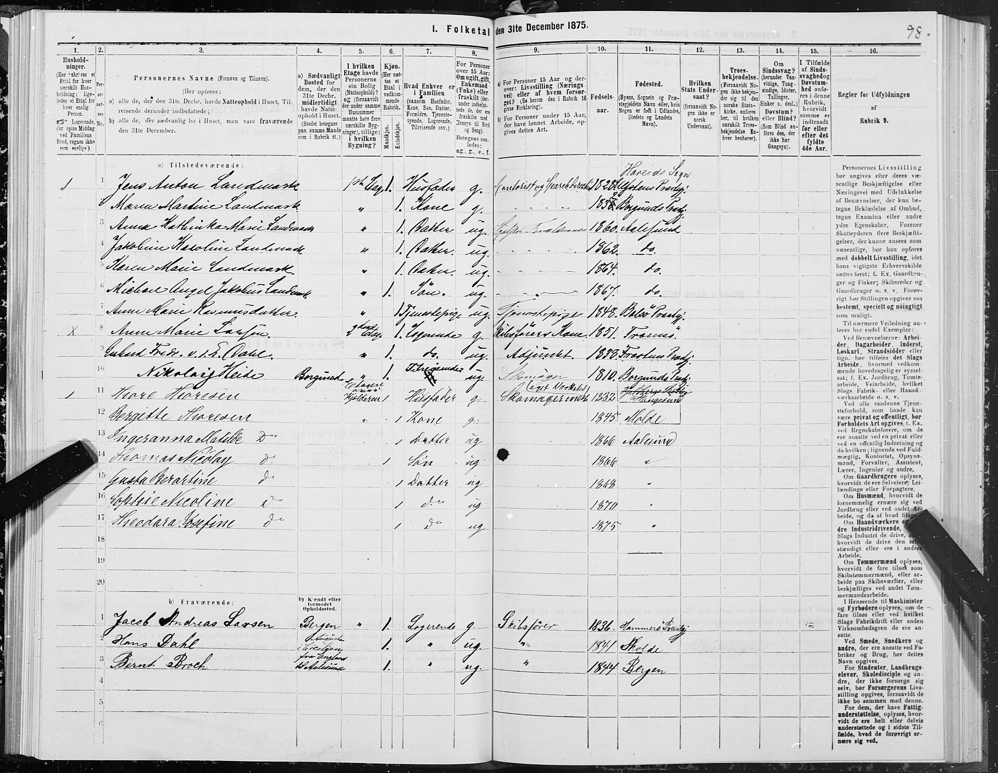 SAT, 1875 census for 1501P Ålesund, 1875, p. 1098