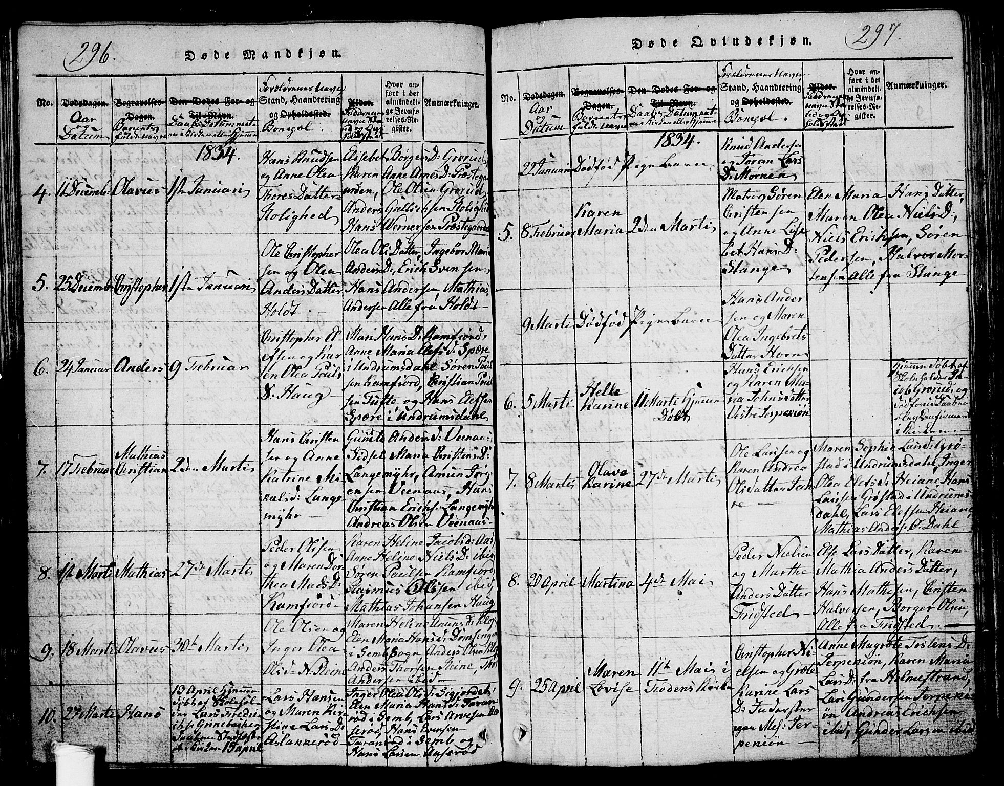 Ramnes kirkebøker, AV/SAKO-A-314/G/Ga/L0001: Parish register (copy) no. I 1, 1813-1847, p. 296-297