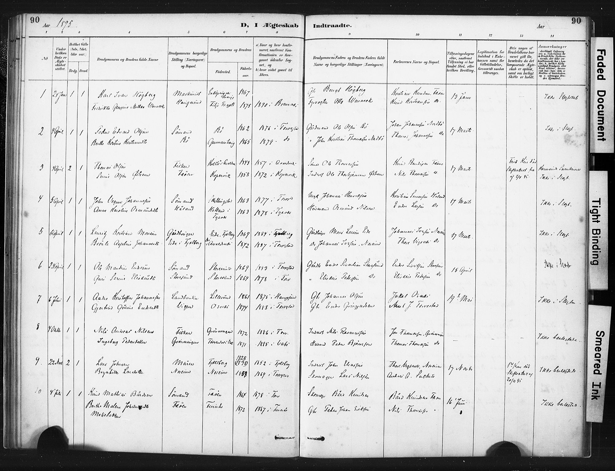 Torvastad sokneprestkontor, AV/SAST-A -101857/H/Ha/Haa/L0015: Parish register (official) no. A 14, 1888-1899, p. 90