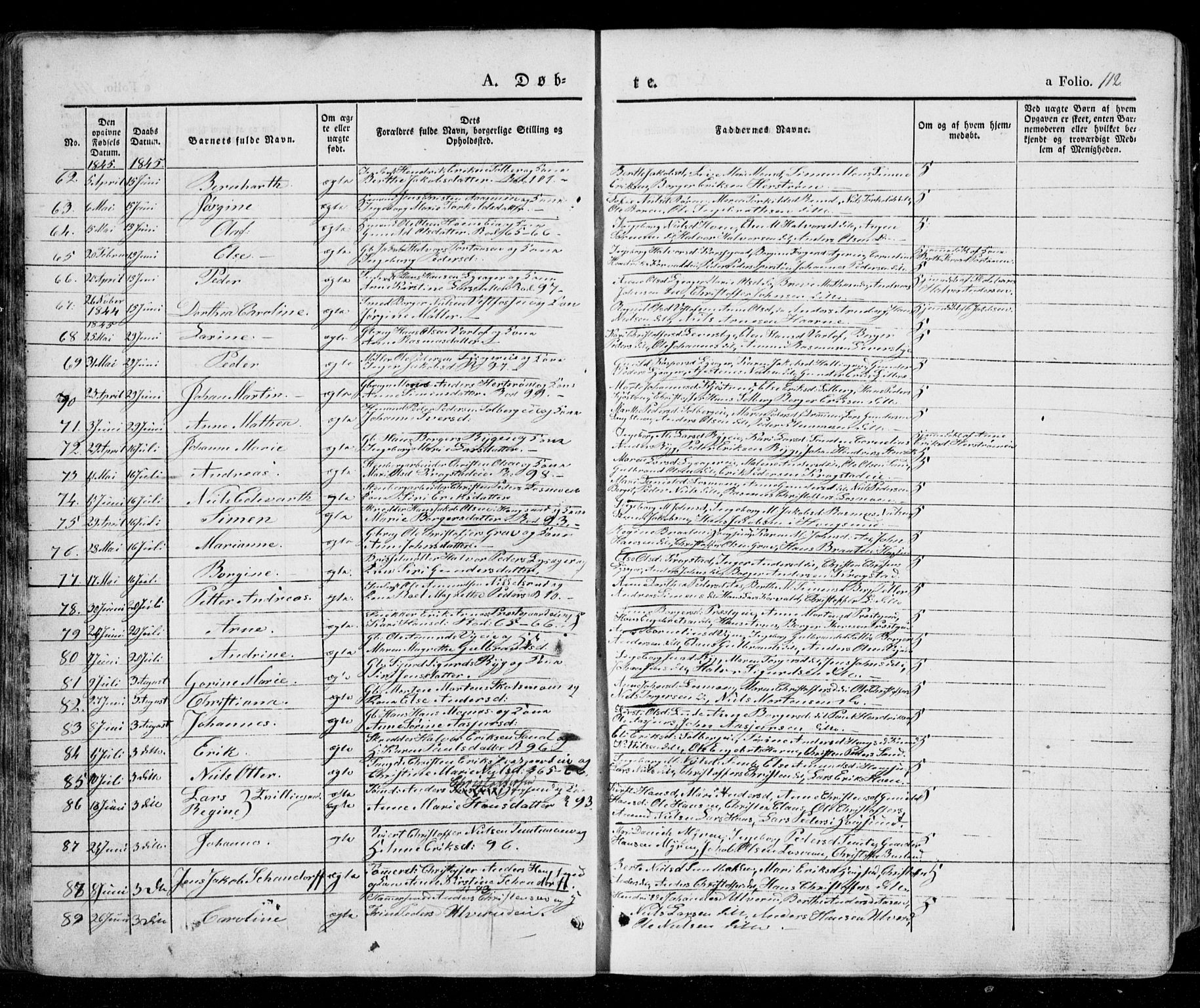 Eiker kirkebøker, AV/SAKO-A-4/G/Ga/L0002: Parish register (copy) no. I 2, 1832-1856, p. 112