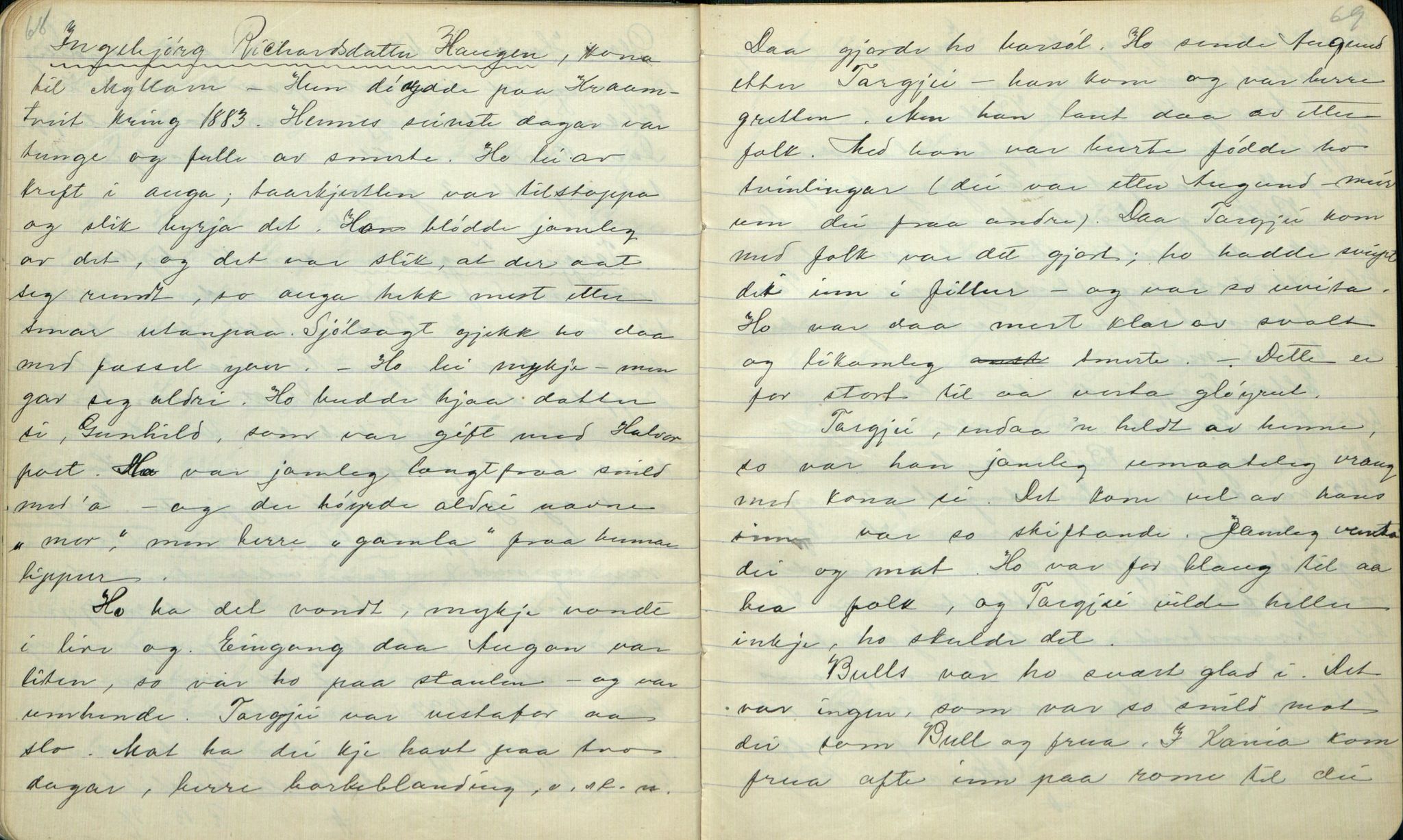 Rikard Berge, TEMU/TGM-A-1003/F/L0001/0005: 001-030 Innholdslister / 2. Erindringer om merkelige begivenheter, slegter, personligheder, 1900, p. 68-69