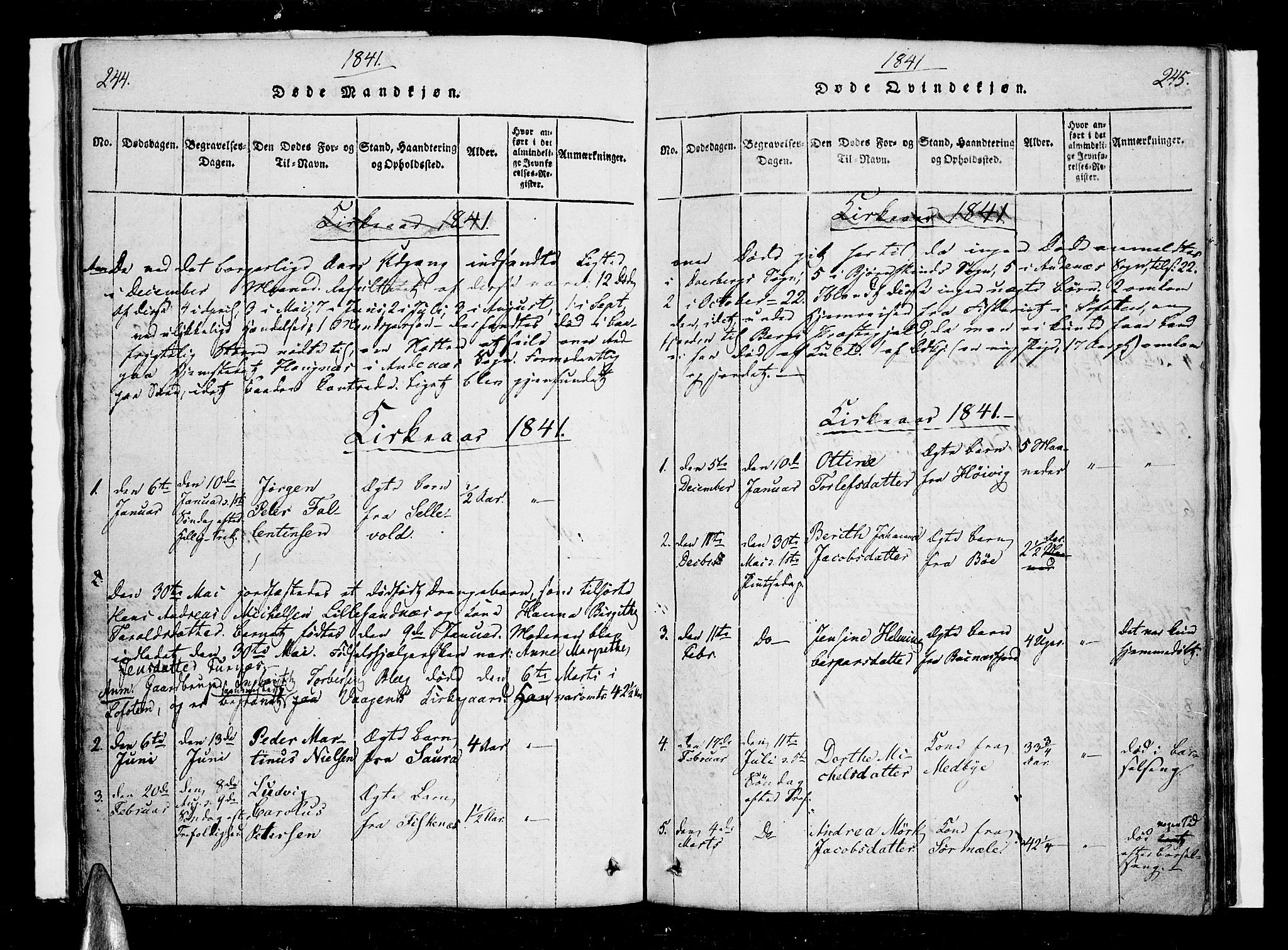 Ministerialprotokoller, klokkerbøker og fødselsregistre - Nordland, SAT/A-1459/897/L1395: Parish register (official) no. 897A03, 1820-1841, p. 244-245