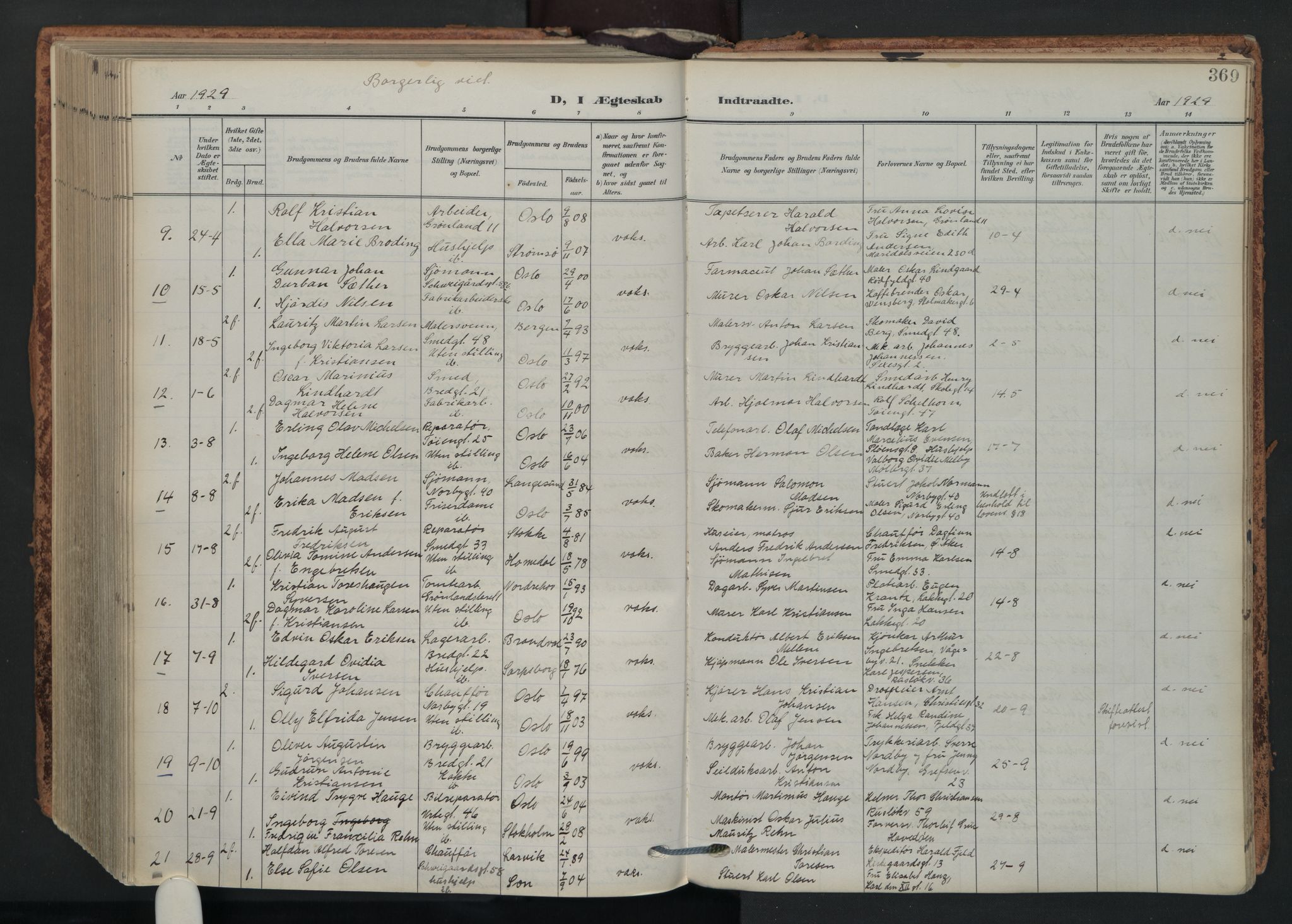 Grønland prestekontor Kirkebøker, SAO/A-10848/F/Fa/L0017: Parish register (official) no. 17, 1906-1934, p. 369