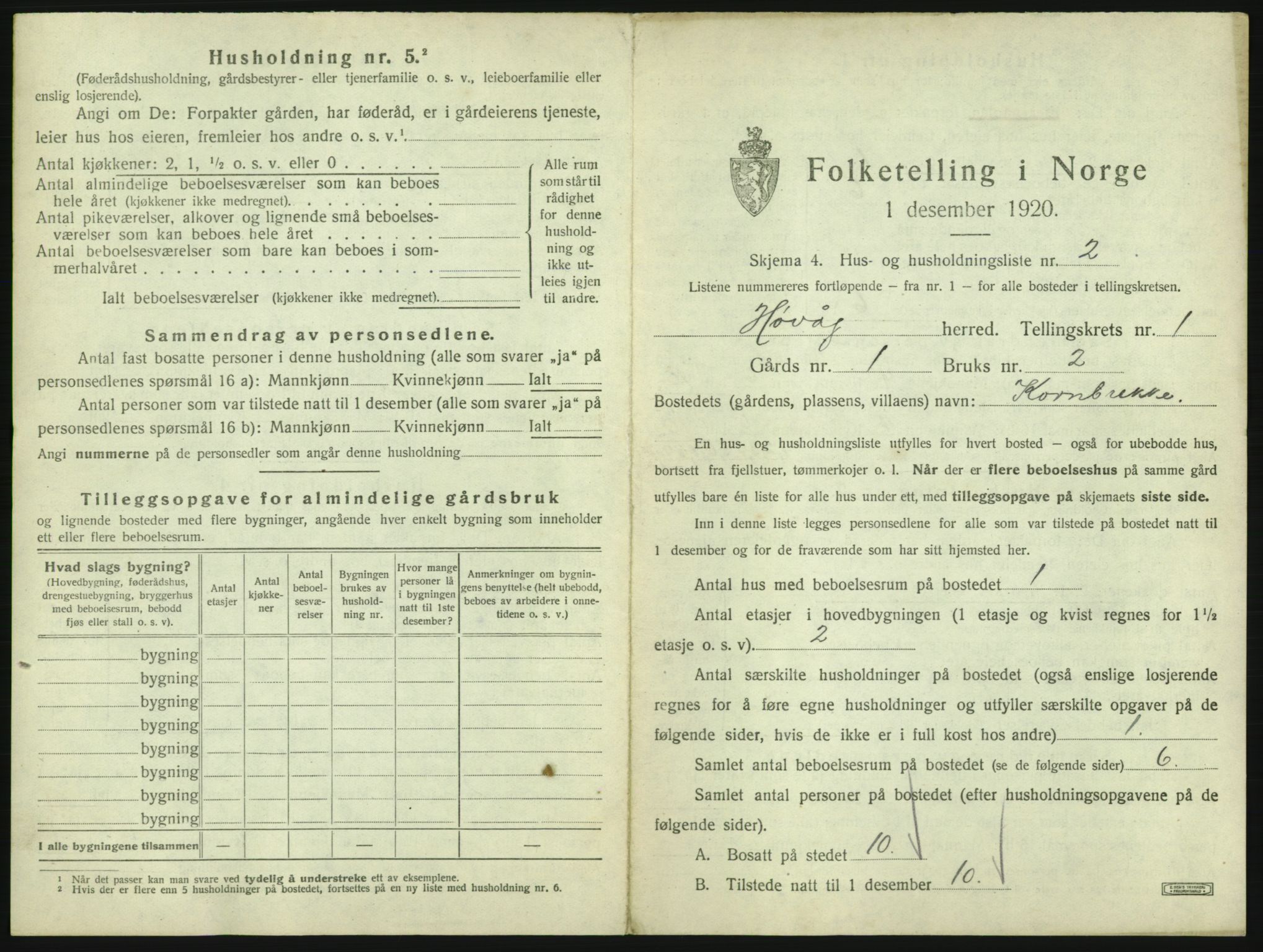 SAK, 1920 census for Høvåg, 1920, p. 36