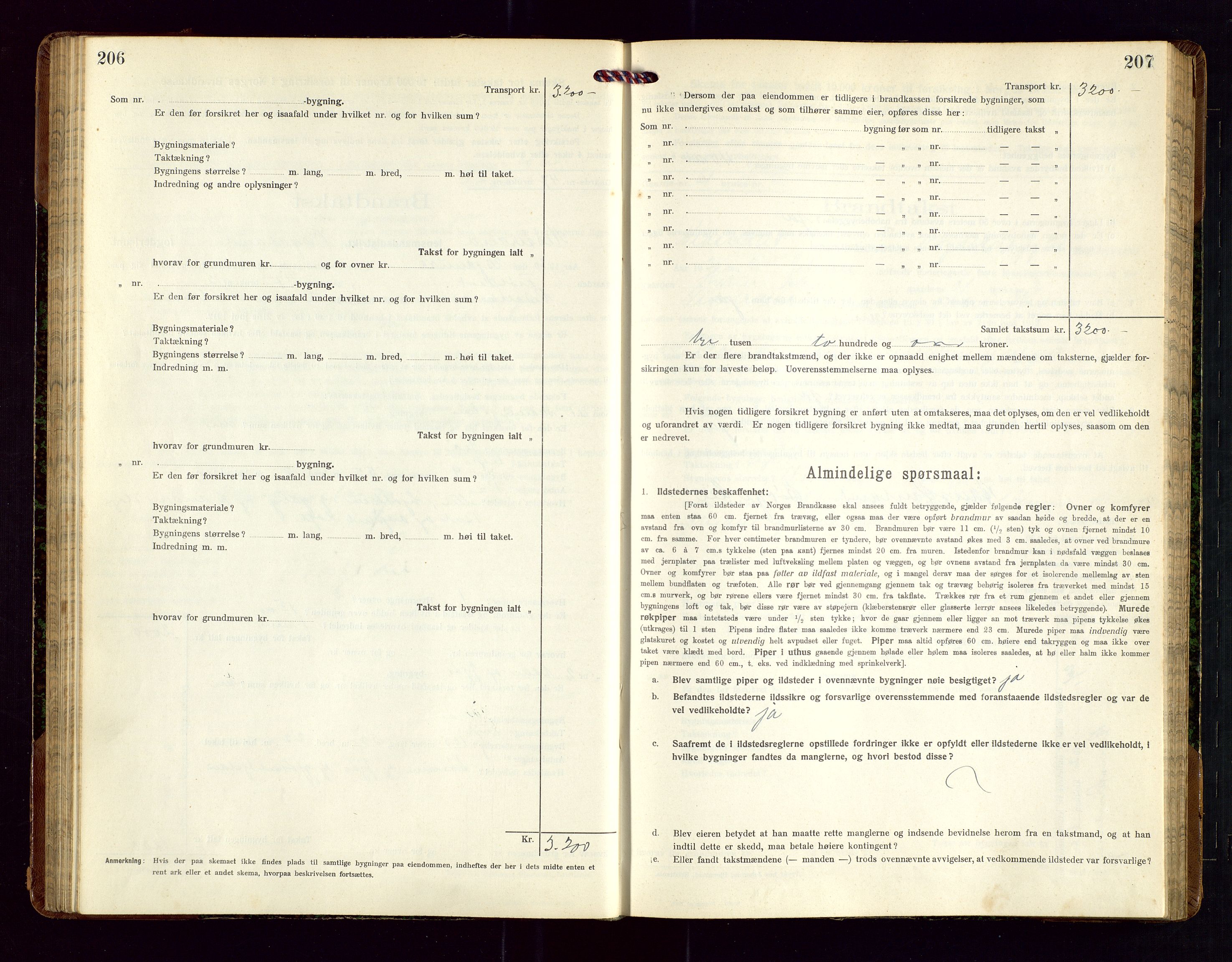 Nedstrand lensmannskontor, SAST/A-100236/Gob/L0002: "Brandtakstprotokol for Nerstrand lensmandsdistrikt Rogaland Fylke", 1916-1949, p. 206-207