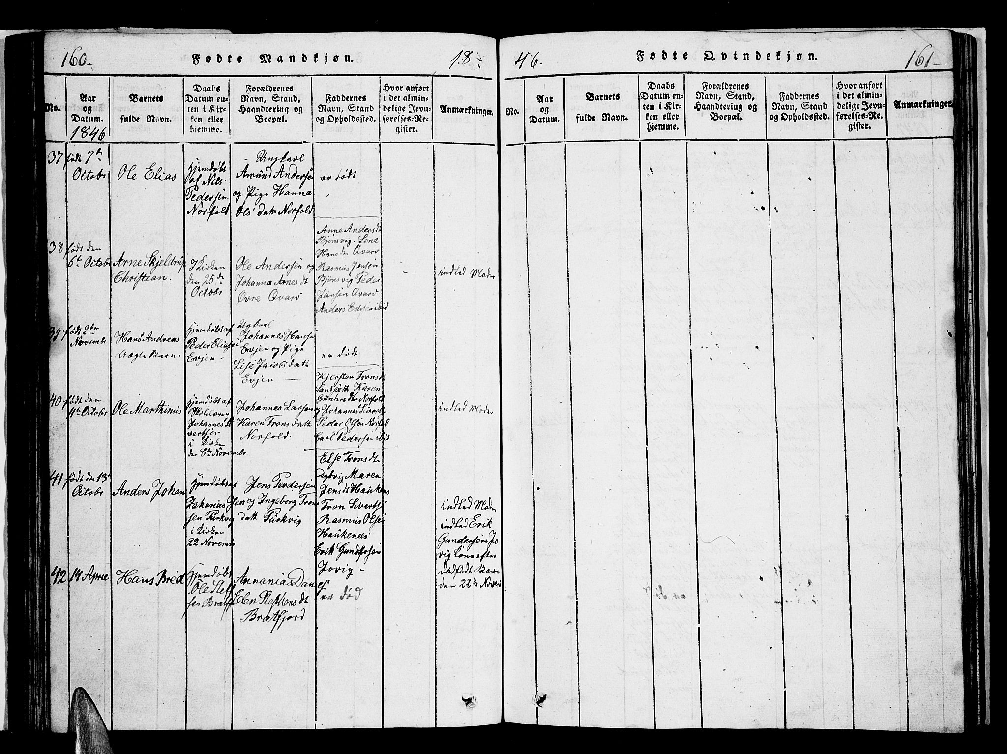 Ministerialprotokoller, klokkerbøker og fødselsregistre - Nordland, AV/SAT-A-1459/853/L0773: Parish register (copy) no. 853C01, 1821-1859, p. 160-161