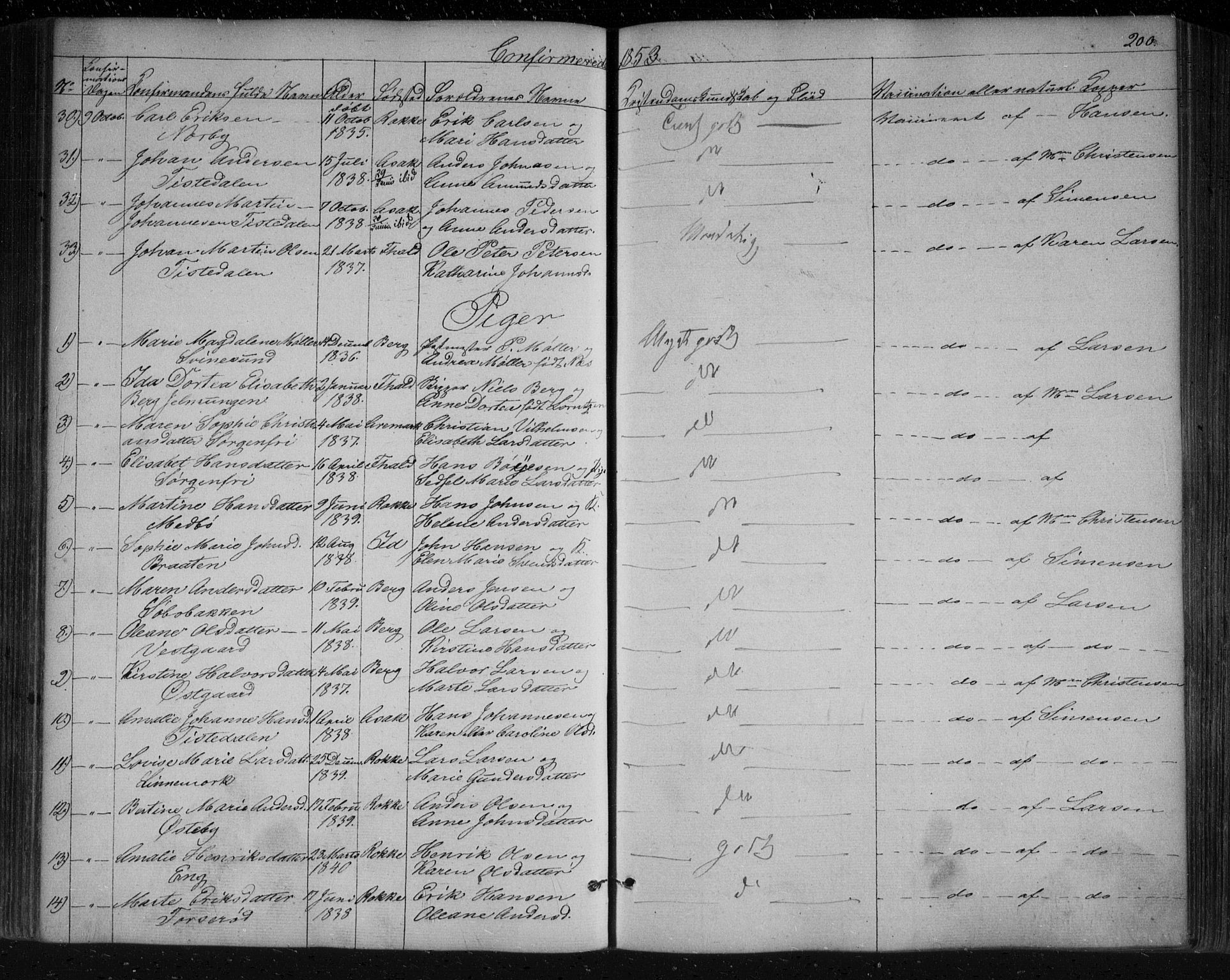 Berg prestekontor Kirkebøker, AV/SAO-A-10902/F/Fa/L0004: Parish register (official) no. I 4, 1843-1860, p. 200