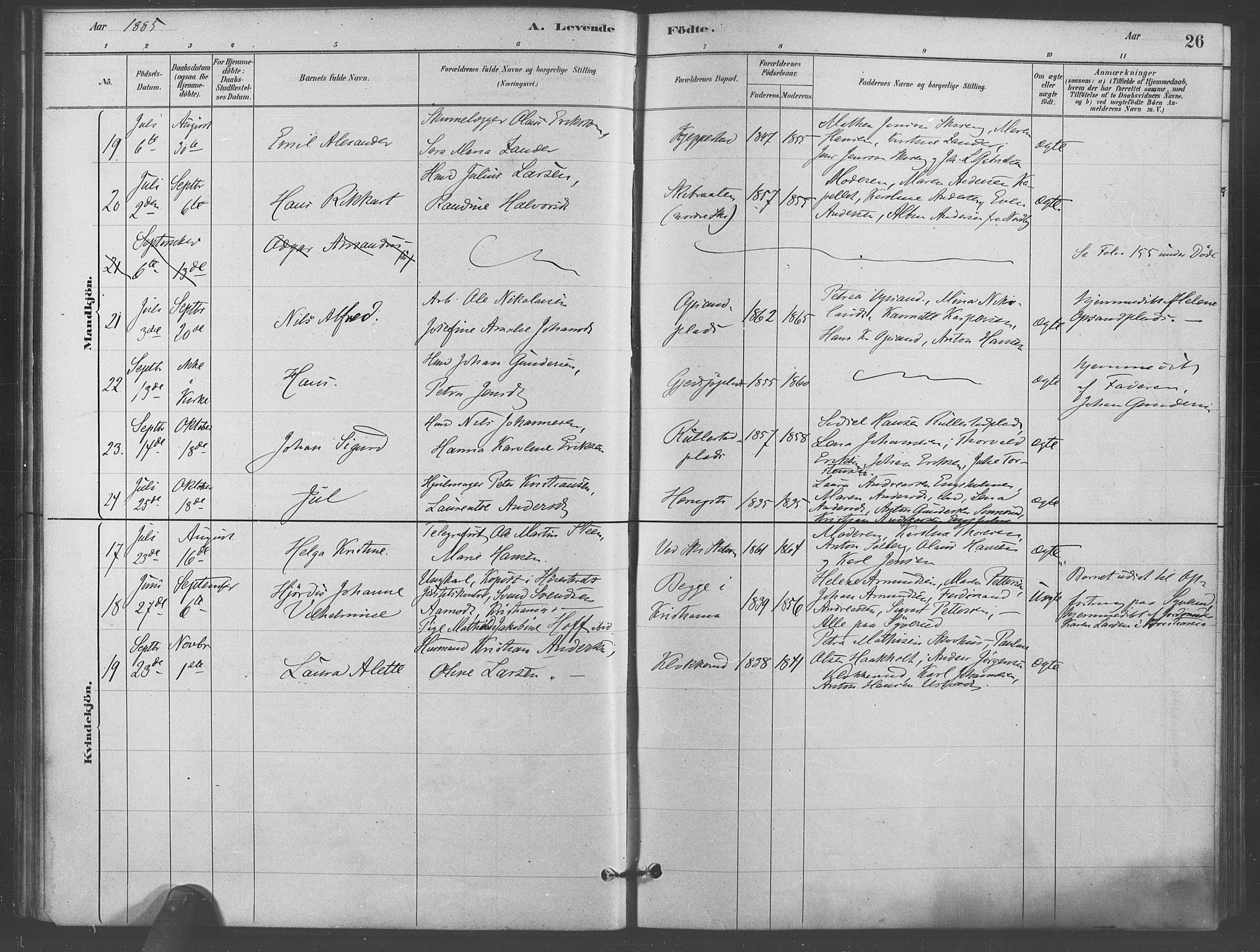 Kråkstad prestekontor Kirkebøker, AV/SAO-A-10125a/F/Fb/L0001: Parish register (official) no. II 1, 1880-1892, p. 26