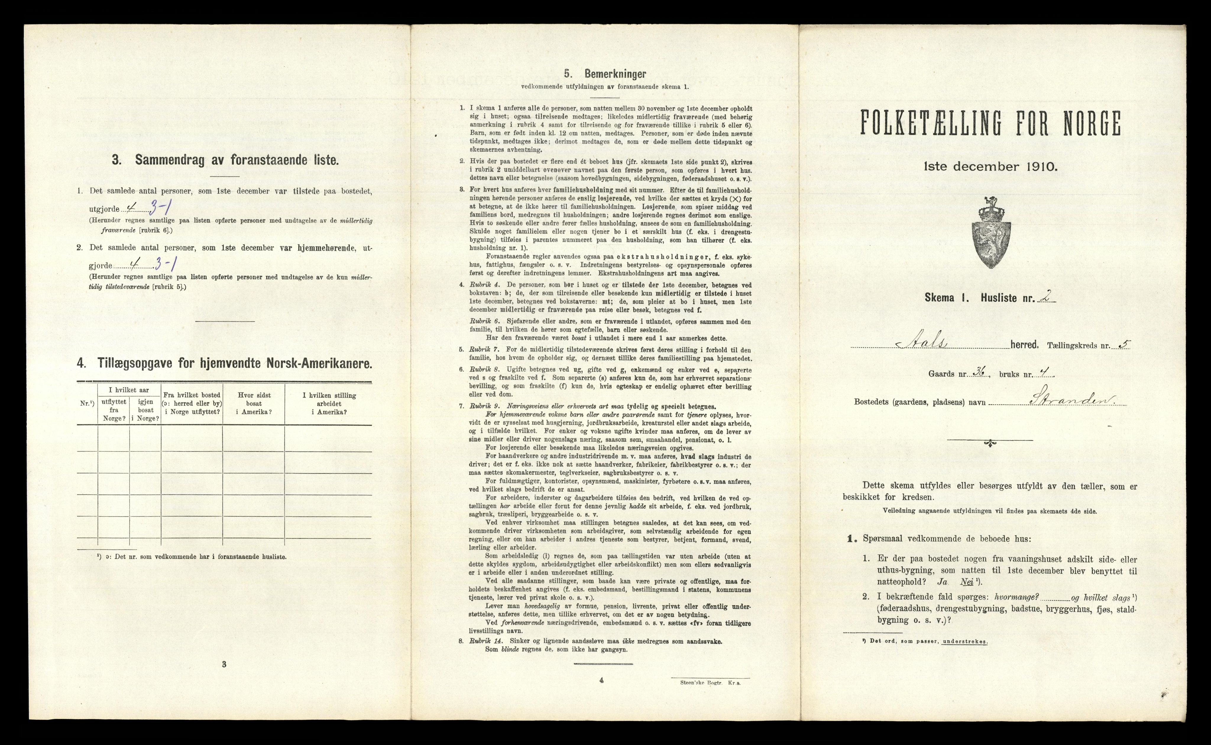 RA, 1910 census for Ål, 1910, p. 501