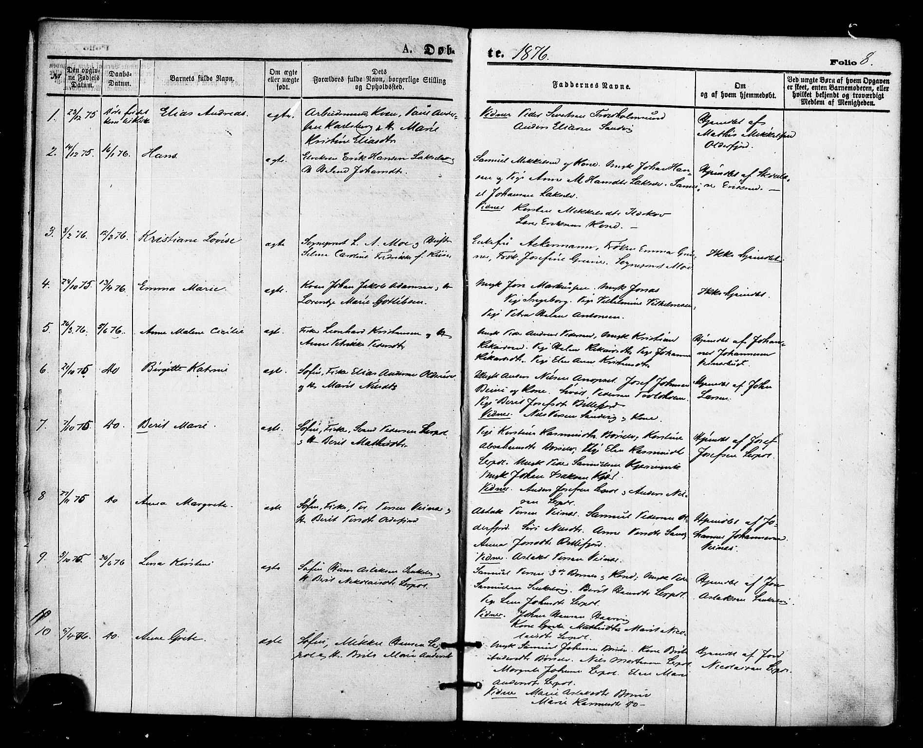 Kistrand/Porsanger sokneprestembete, SATØ/S-1351/H/Ha/L0006.kirke: Parish register (official) no. 6, 1875-1880, p. 8