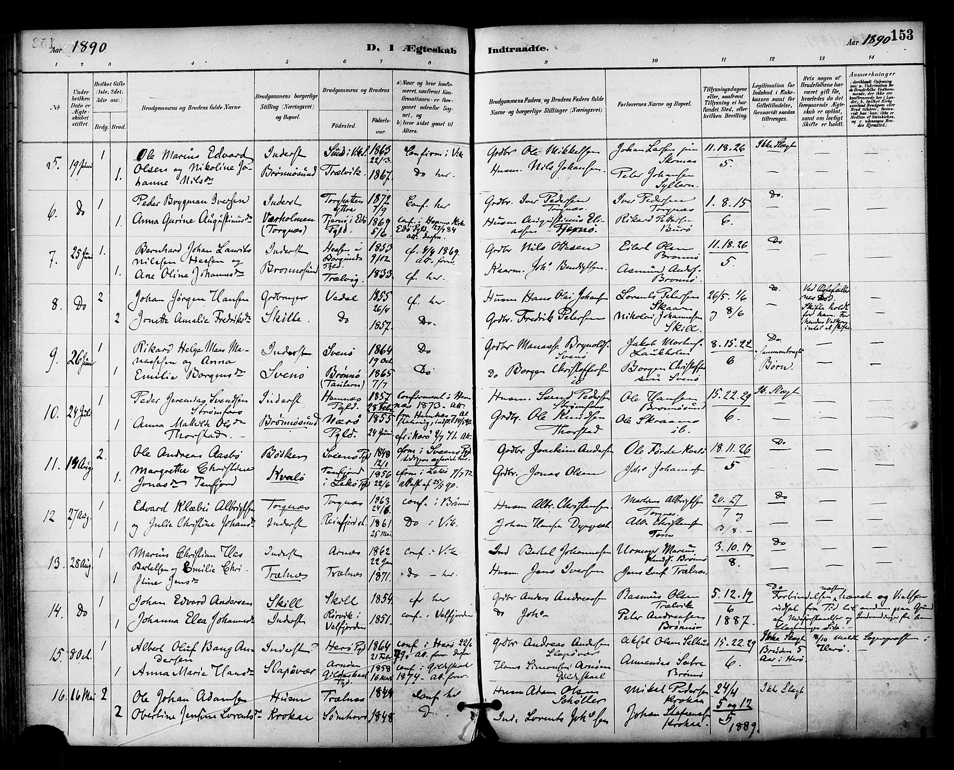 Ministerialprotokoller, klokkerbøker og fødselsregistre - Nordland, SAT/A-1459/813/L0200: Parish register (official) no. 813A10, 1886-1900, p. 153