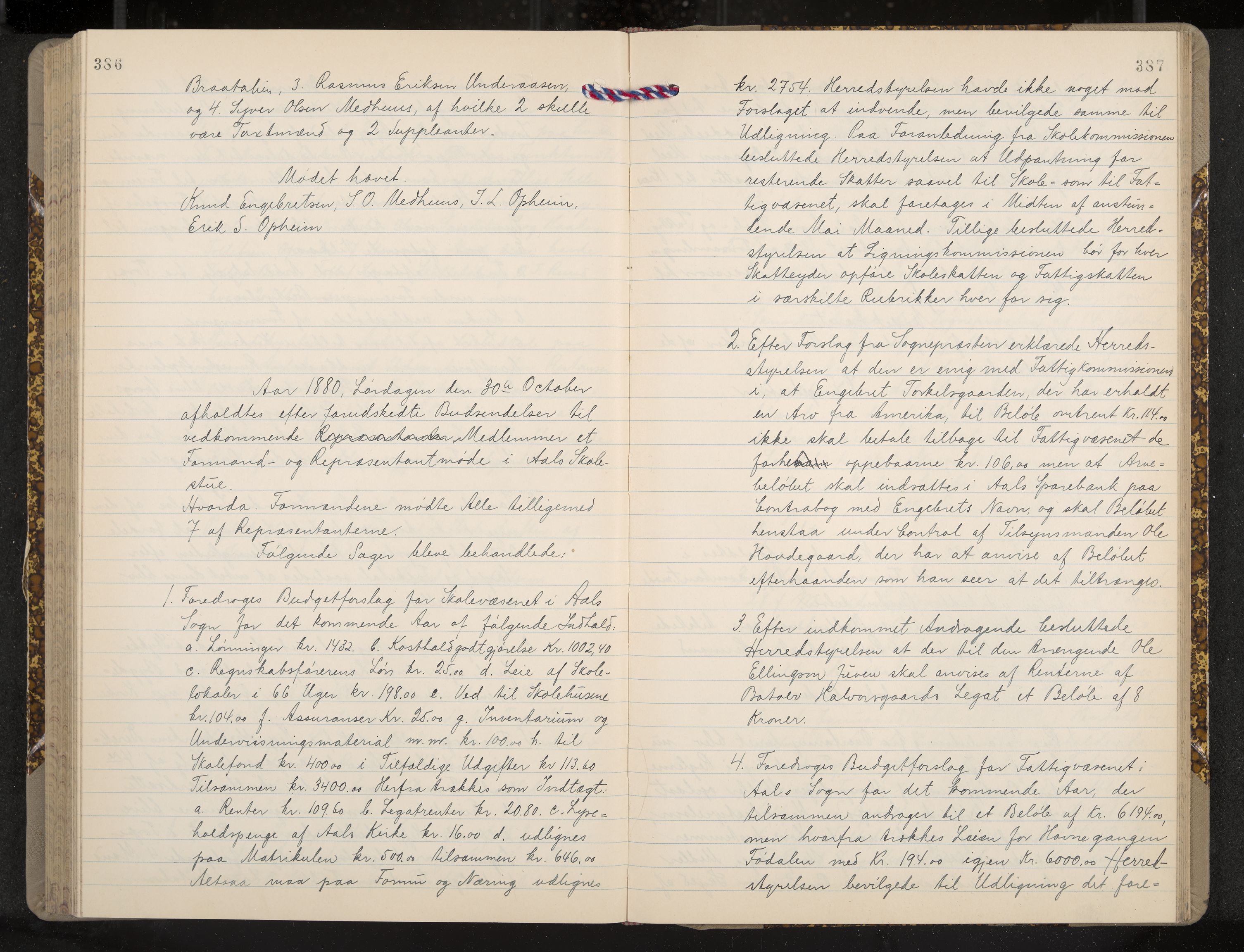 Ål formannskap og sentraladministrasjon, IKAK/0619021/A/Aa/L0003: Utskrift av møtebok, 1864-1880, p. 386-387