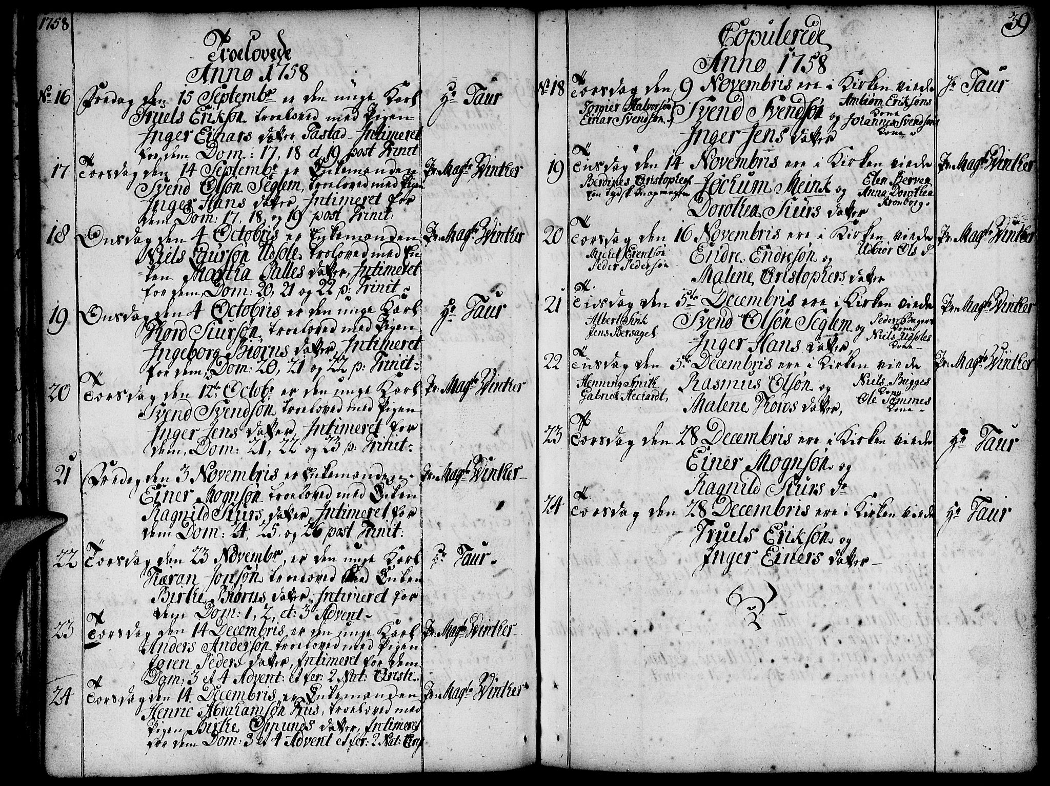 Domkirken sokneprestkontor, SAST/A-101812/001/30/30BA/L0004: Parish register (official) no. A 4, 1744-1782, p. 39