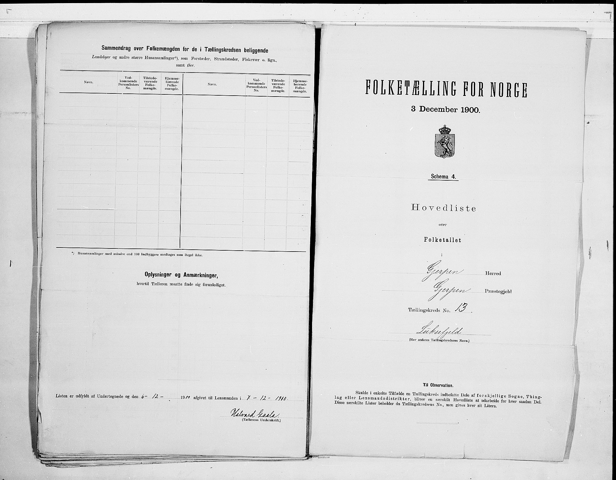 SAKO, 1900 census for Gjerpen, 1900, p. 34