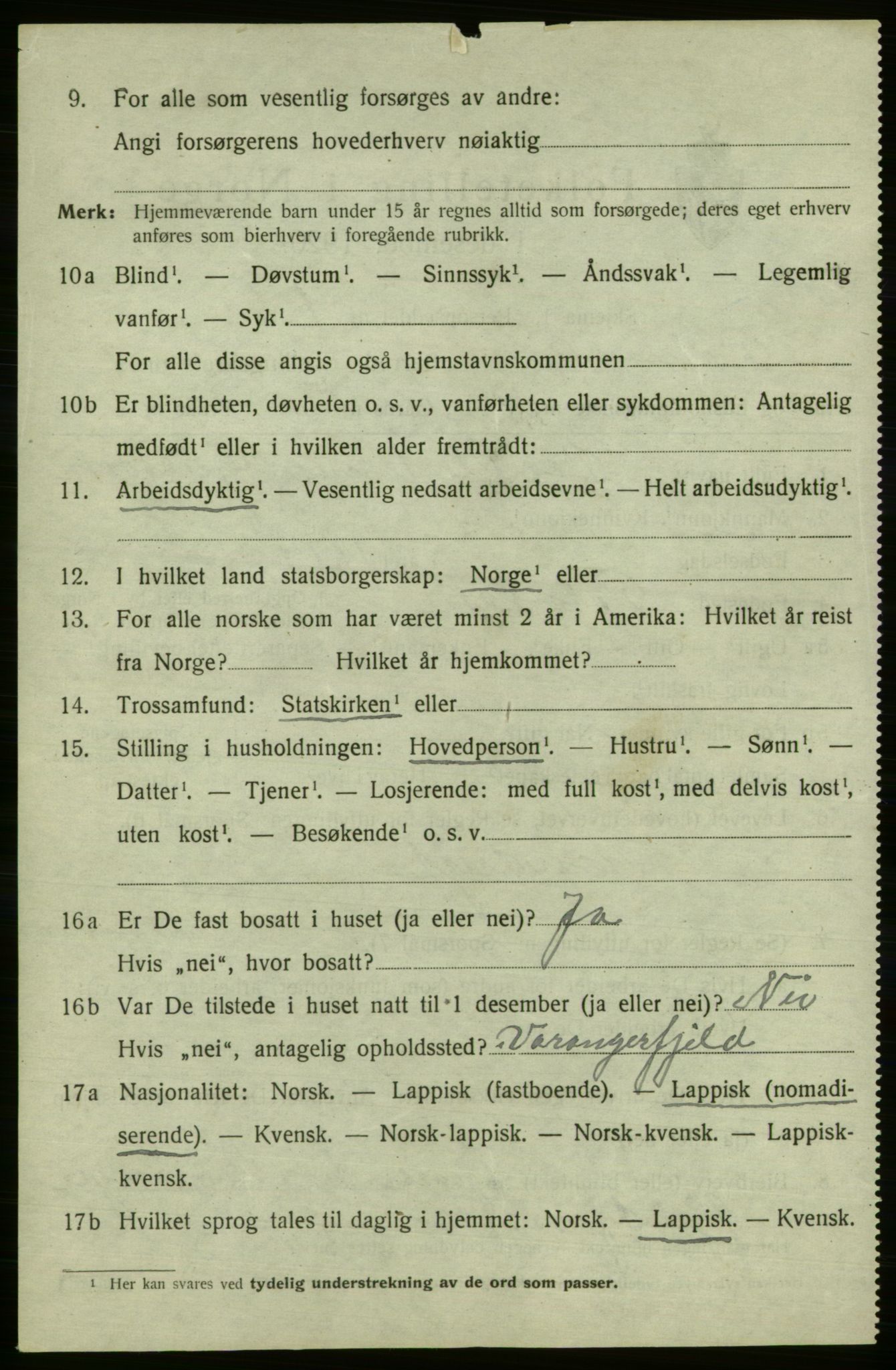 SATØ, 1920 census for Polmak, 1920, p. 716