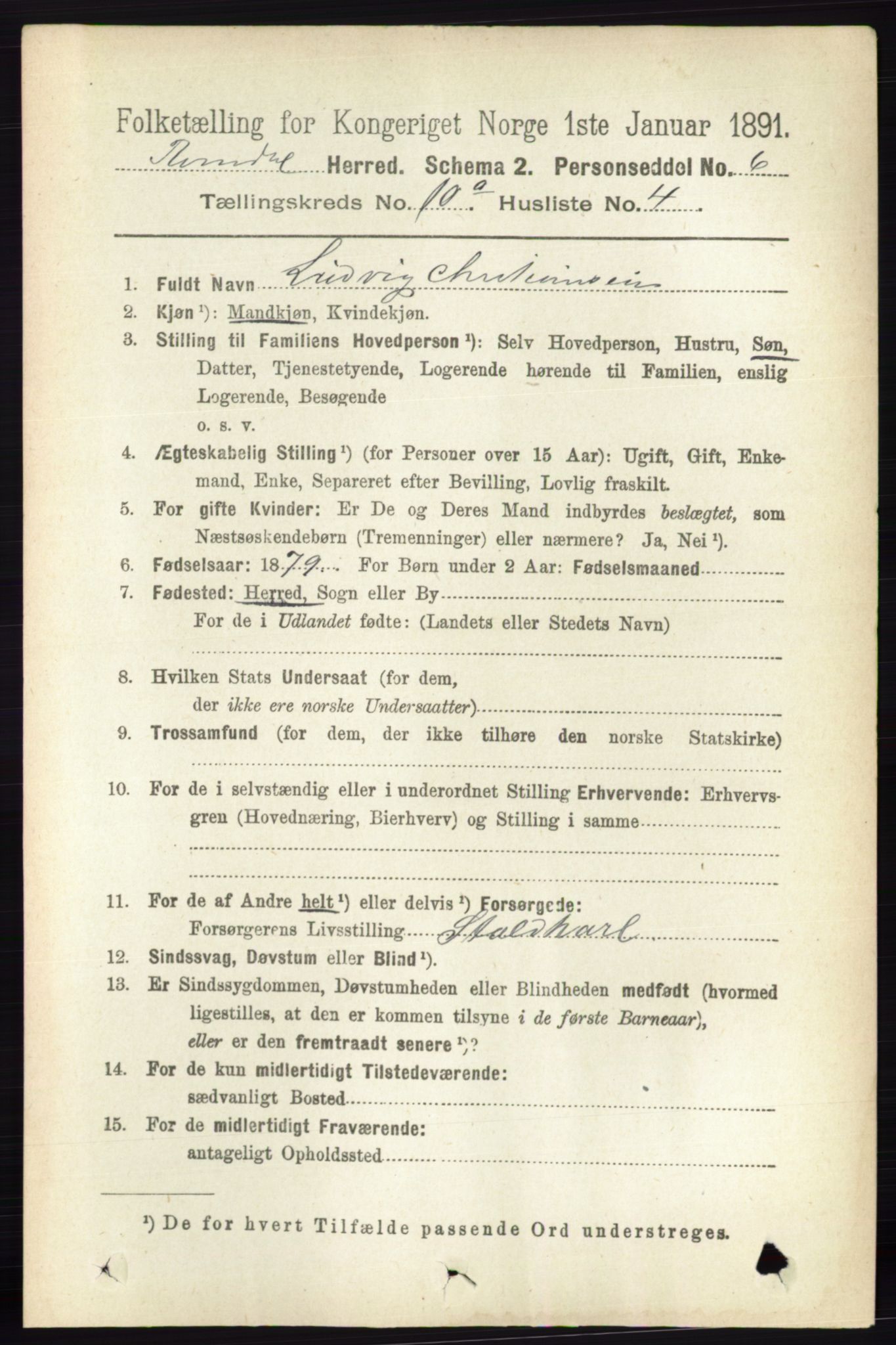 RA, 1891 census for 0416 Romedal, 1891, p. 4835