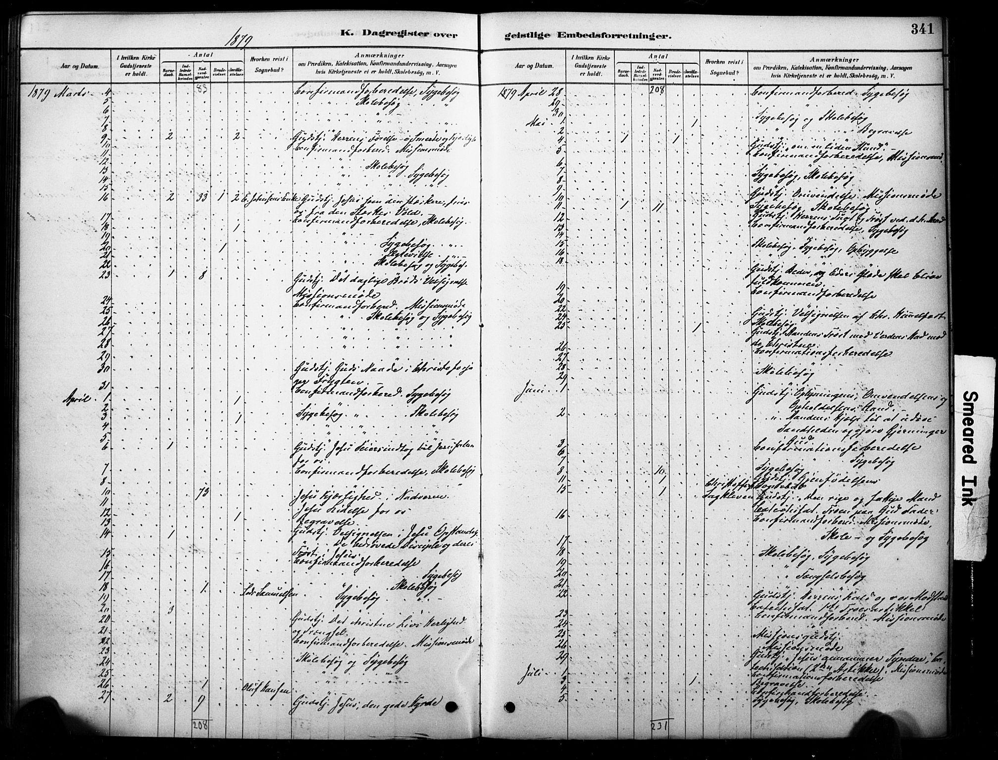 Strømm kirkebøker, AV/SAKO-A-322/F/Fb/L0001: Parish register (official) no. II 1, 1878-1899, p. 341