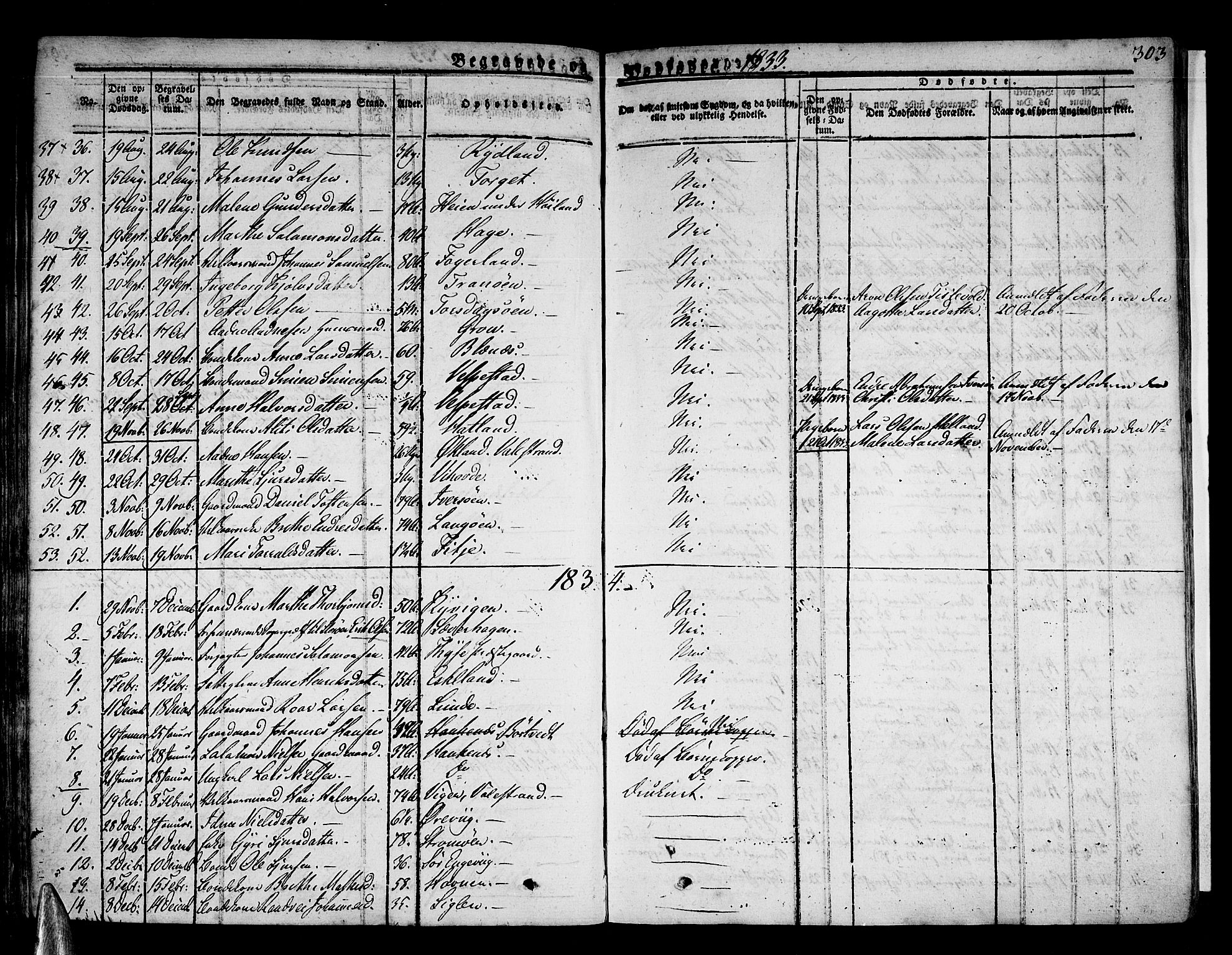 Stord sokneprestembete, SAB/A-78201/H/Haa: Parish register (official) no. A 6, 1826-1840, p. 303
